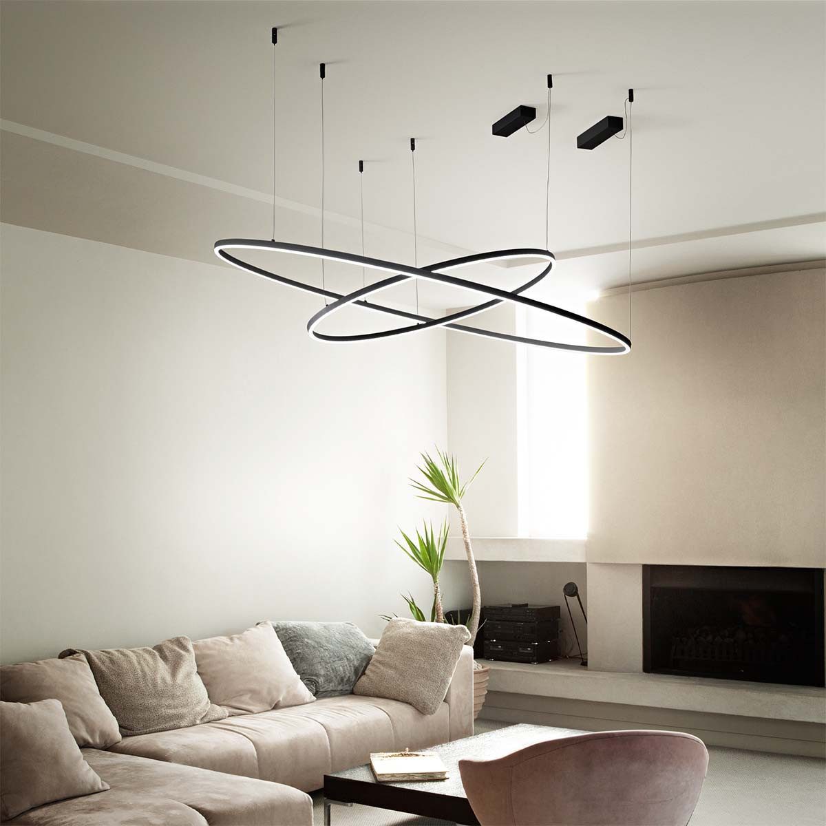 Ideal Lux Pendelleuchte Ideal Lux Oracle slim SP dali 3000K Pendelleuchte, Weiß, Ø: 50 cm, LED fest integriert, Extra-Warmweiß, Hängeleuchte