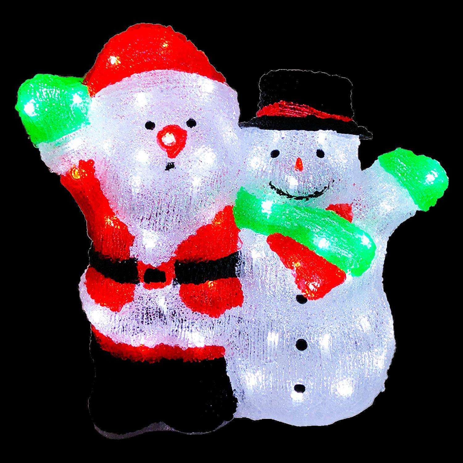Mojawo Lichtervorhang Acryl Weihnachtsmann + Schneemann 90 LEDs kaltweiß Außenbeleuchtung