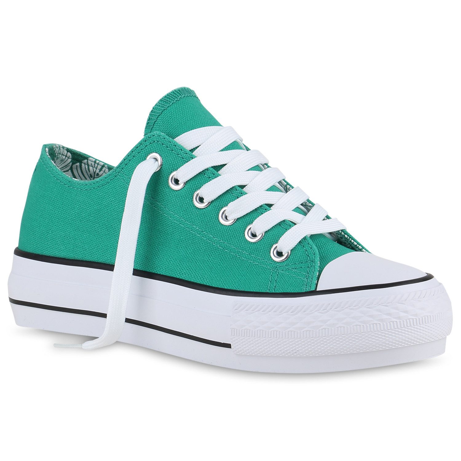 VAN HILL 840380 Sneaker Damen Sneaker Low Plateau Schnürer Basic Stoff Schn günstig online kaufen