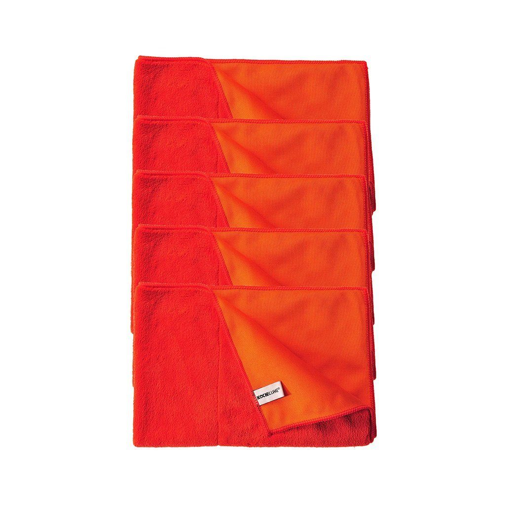 Kochblume Geschirrtuch Geschirrtuch 60 x 40 cm, (Spar-Set, 5-tlg), 800g/m² Qualtität rot/orange