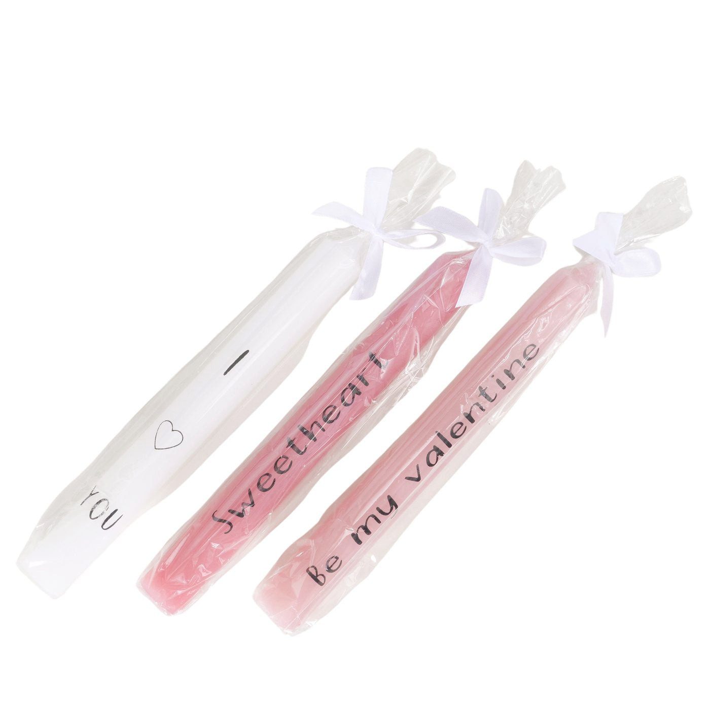 BOLTZE Spitzkerze 3er Set Stabkerzen zum Verschenken "Liebe" weiß/pink/rosa von Boltze -