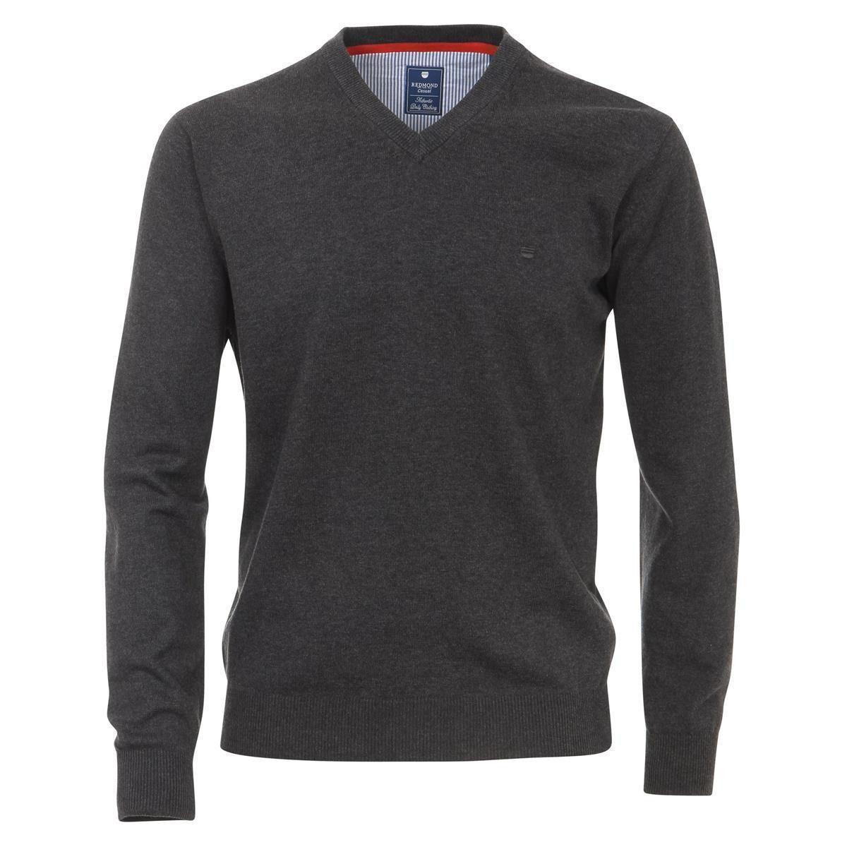 Redmond V-Ausschnitt-Pullover REDMOND Casual Herren Pullover Langarm V-Neck Comfort Anthrazit