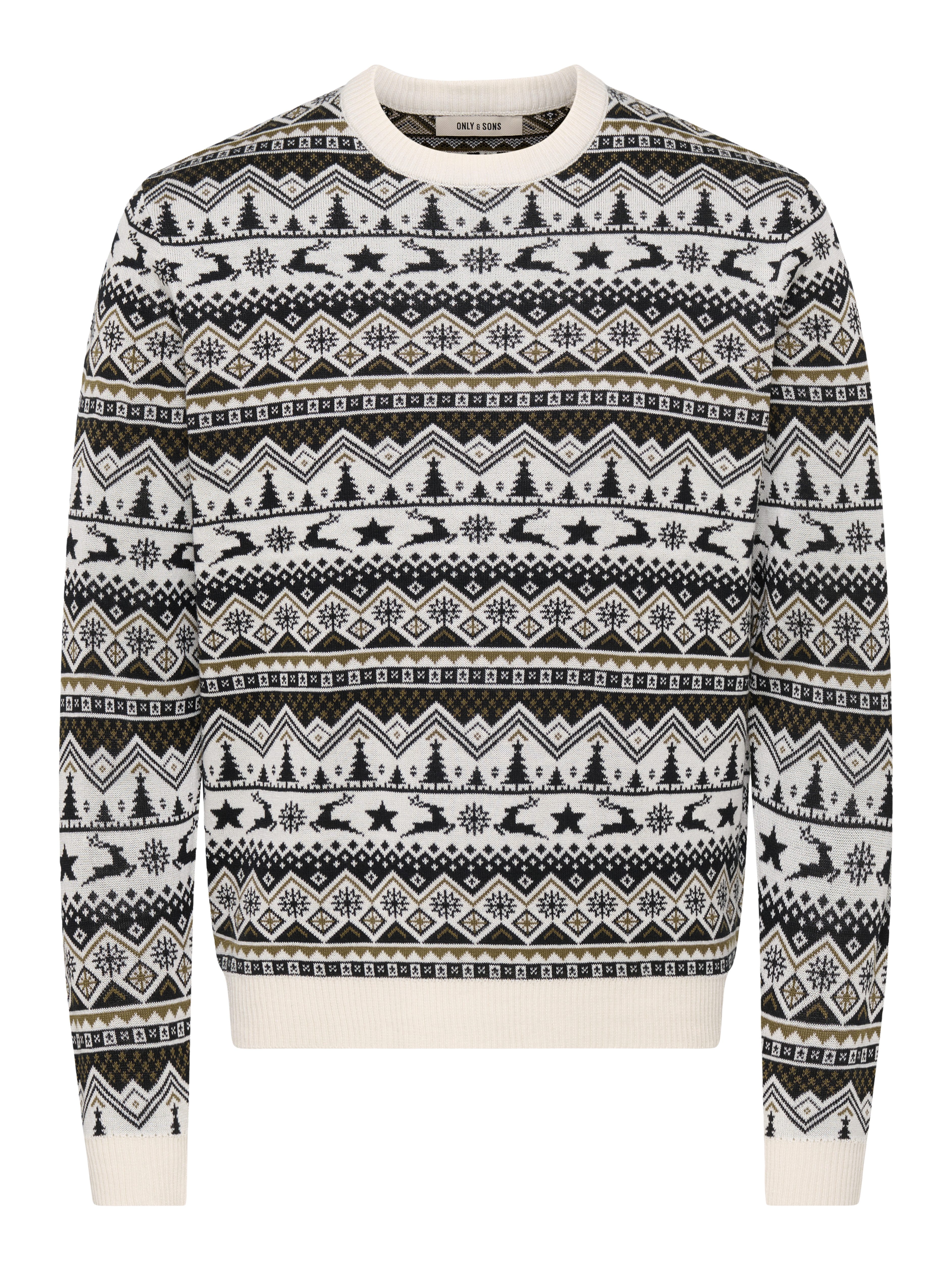 ONLY & SONS Rundhalspullover ONSX-MAS 2 CREW REG Weihnachten, Kunstfaser, regular fit