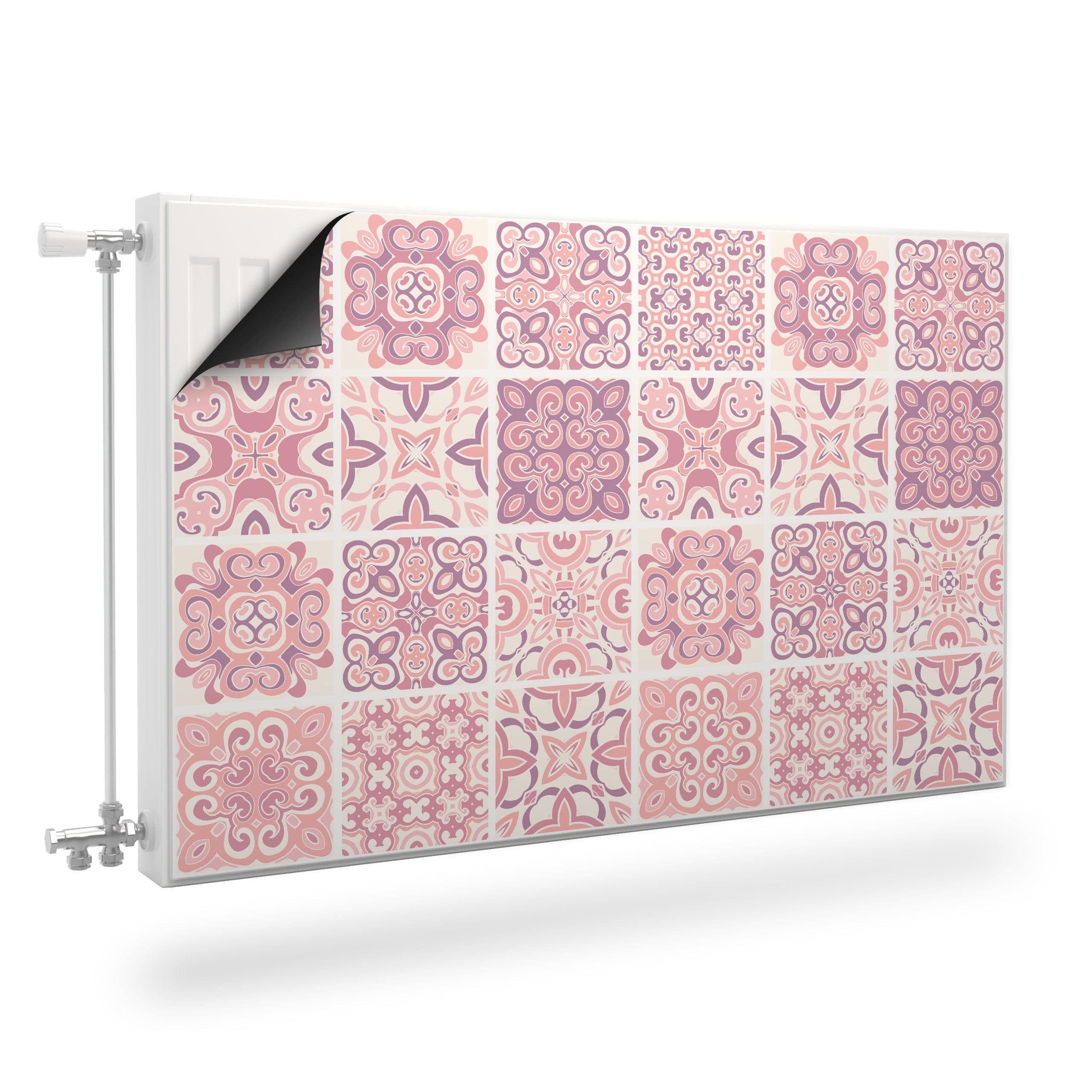 Muralo Magnetfolie Heizkörperverkleidung Muster – Heizkörperabdeckung magnetisch, Rosa marokkanisches Mosaik – 80x60 cm, abriebfest, abwischbar