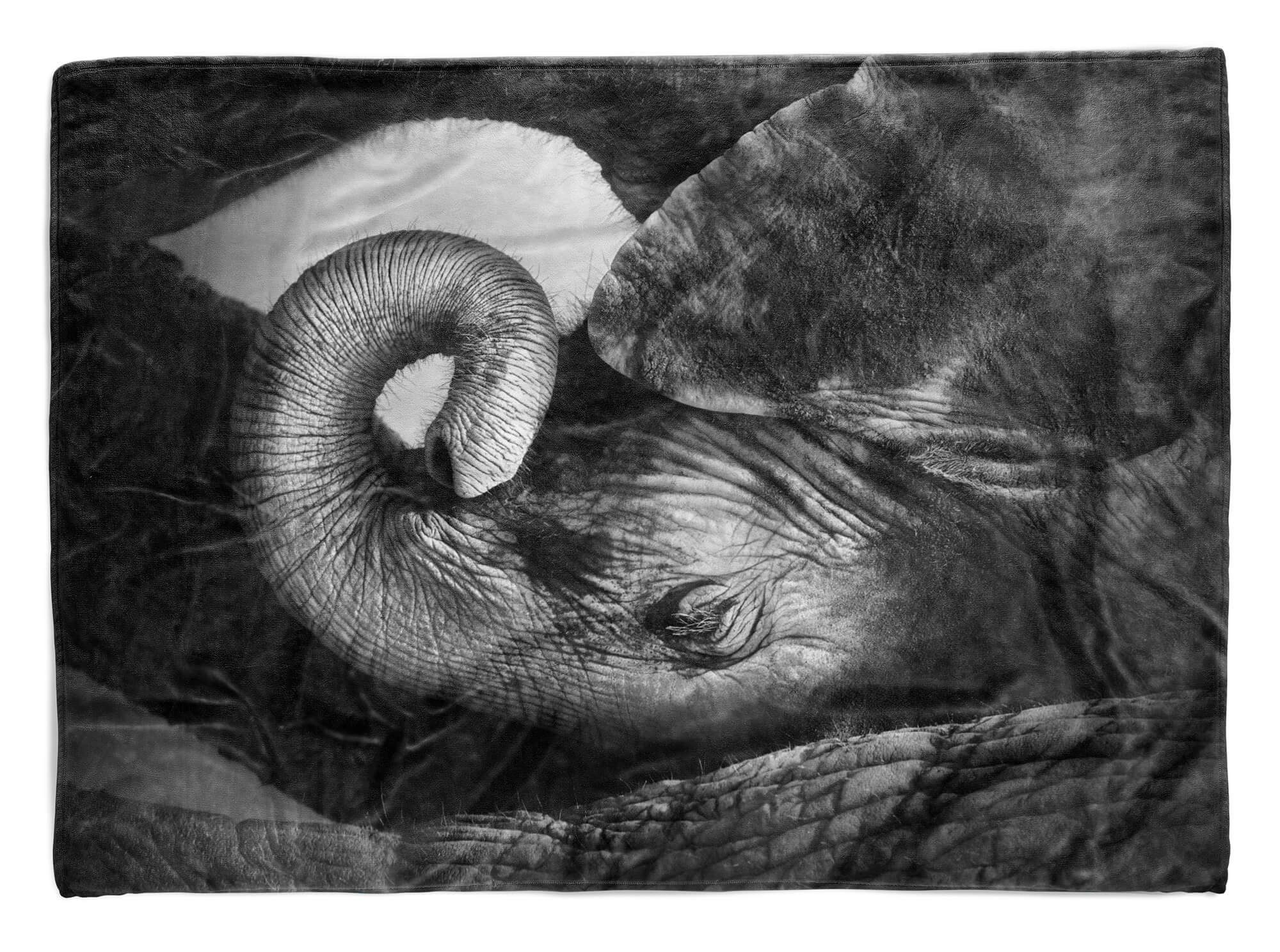 Sinus Art Handtücher Handtuch Strandhandtuch Saunatuch Kuscheldecke mit Tiermotiv Elefantenbaby klei, Baumwolle-Polyester-Mix (1-St), Handtuch