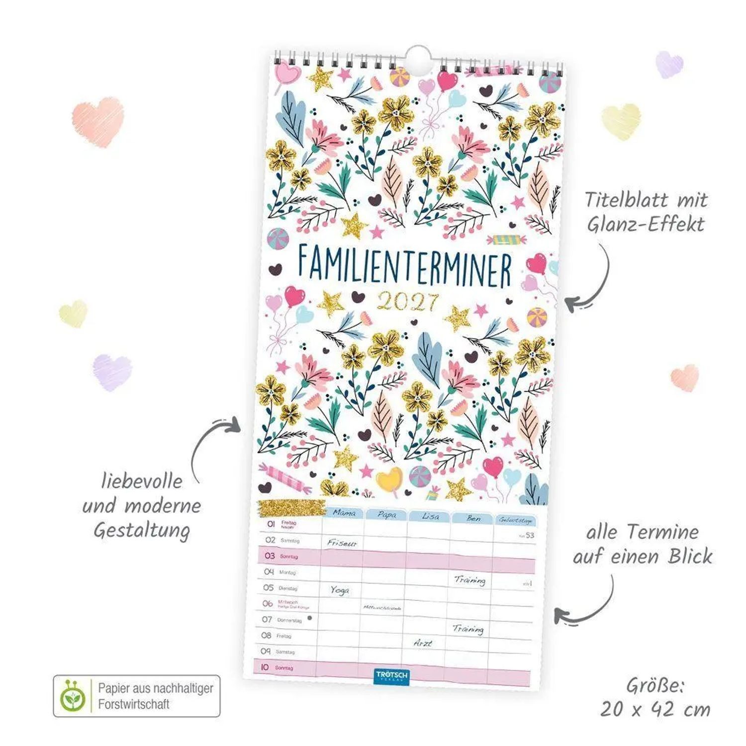 Trötsch Verlag Wandkalender TRÖTSCH - Familienkalender Familienterminer 2027 – Bild 5 von 5
