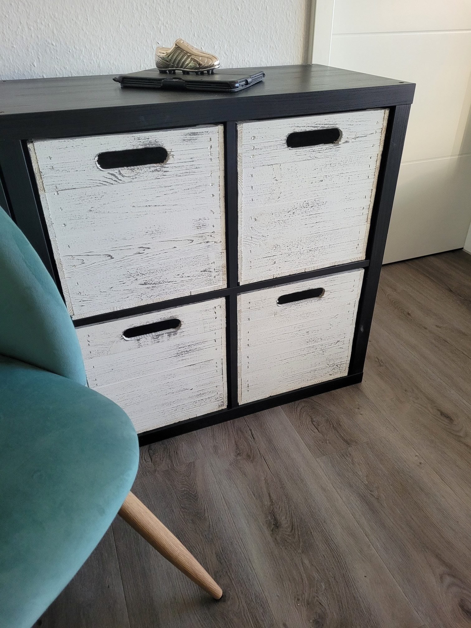 Kistenkolli Altes Land Allzweckkiste 4er Set Holzbox Vintage Weiss Regalkiste passend für Ikea Kallax (Spar-Set, 1er Set)