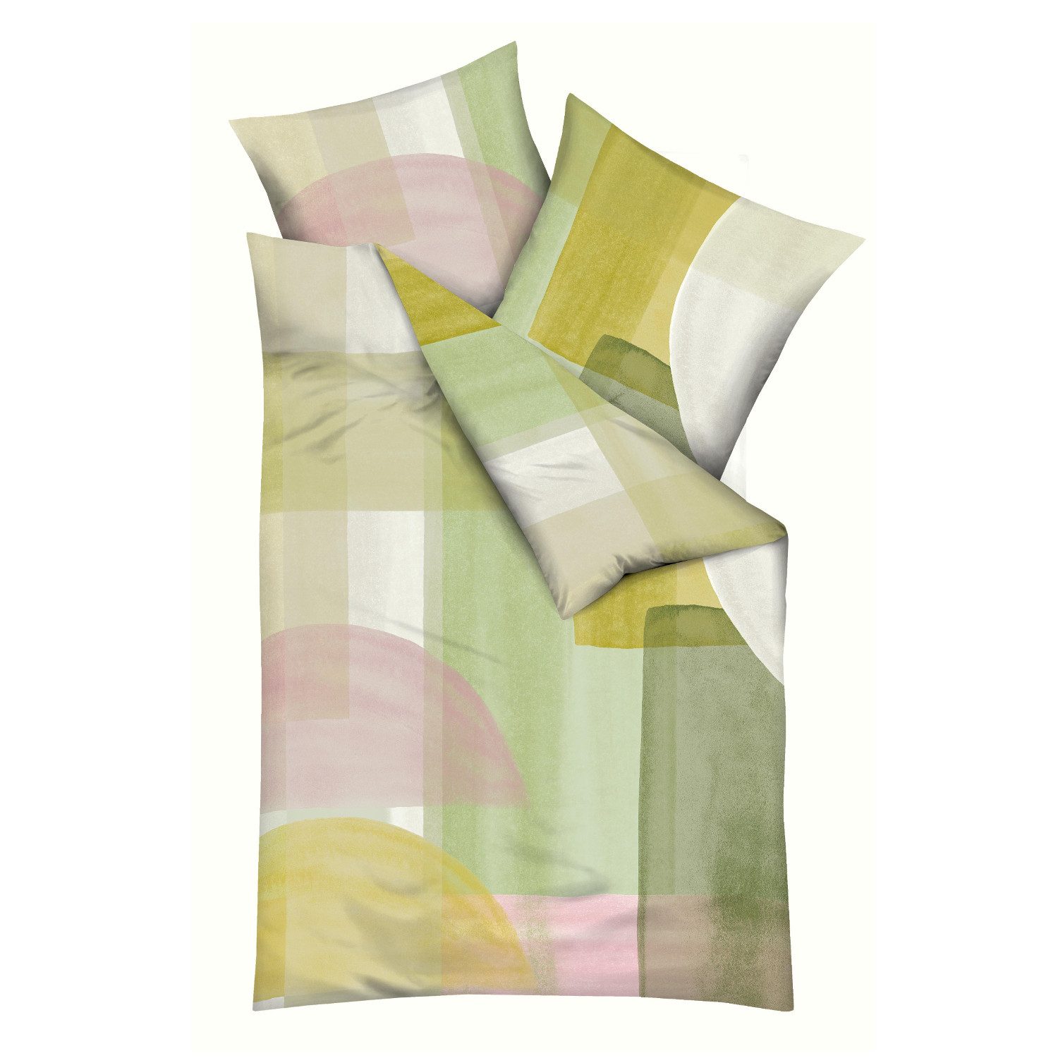 Kaeppel Bettwäsche Bettwäsche Kaeppel Satin 210-83 Makro geometrisch limone 135x200, Mako- Satin, 2 teilig