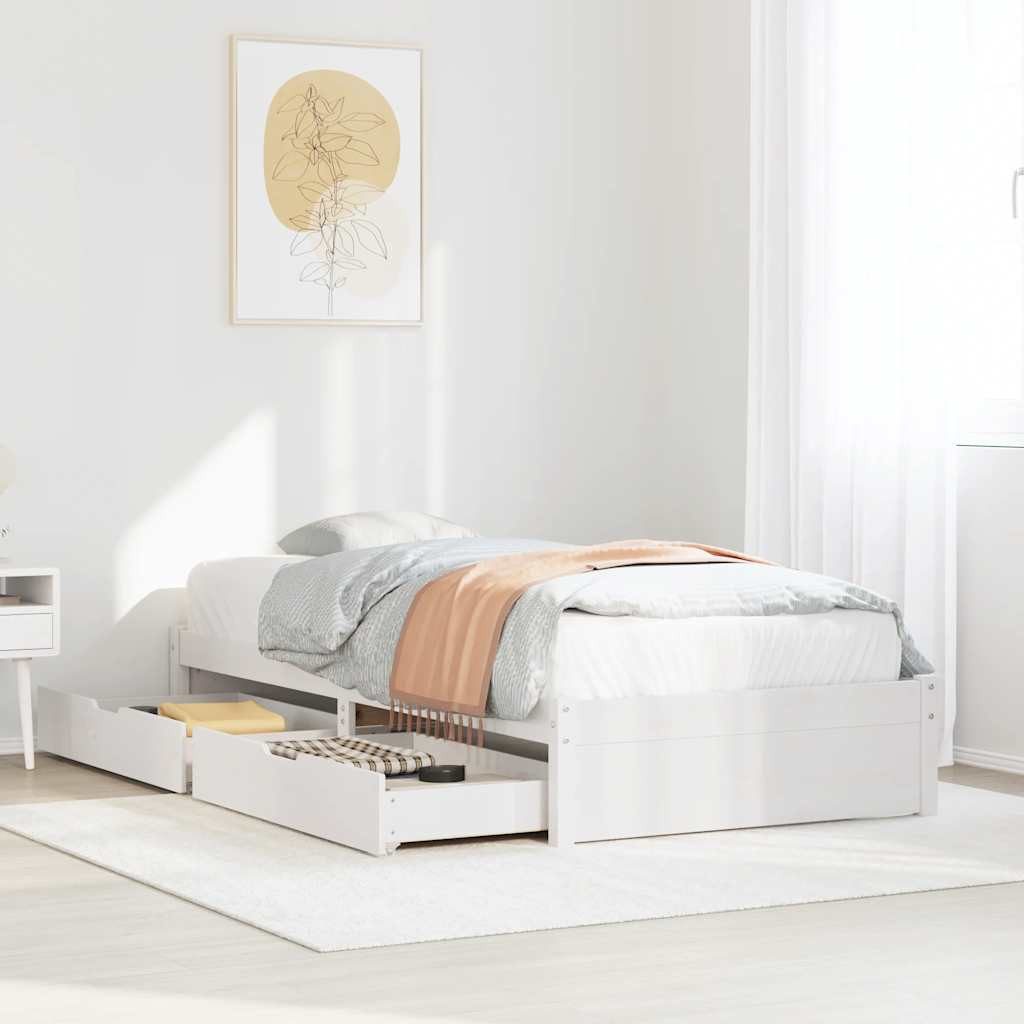 vidaXL Bett Massivholzbett ohne Matratze Weiß 75x190 cm Kiefernholz