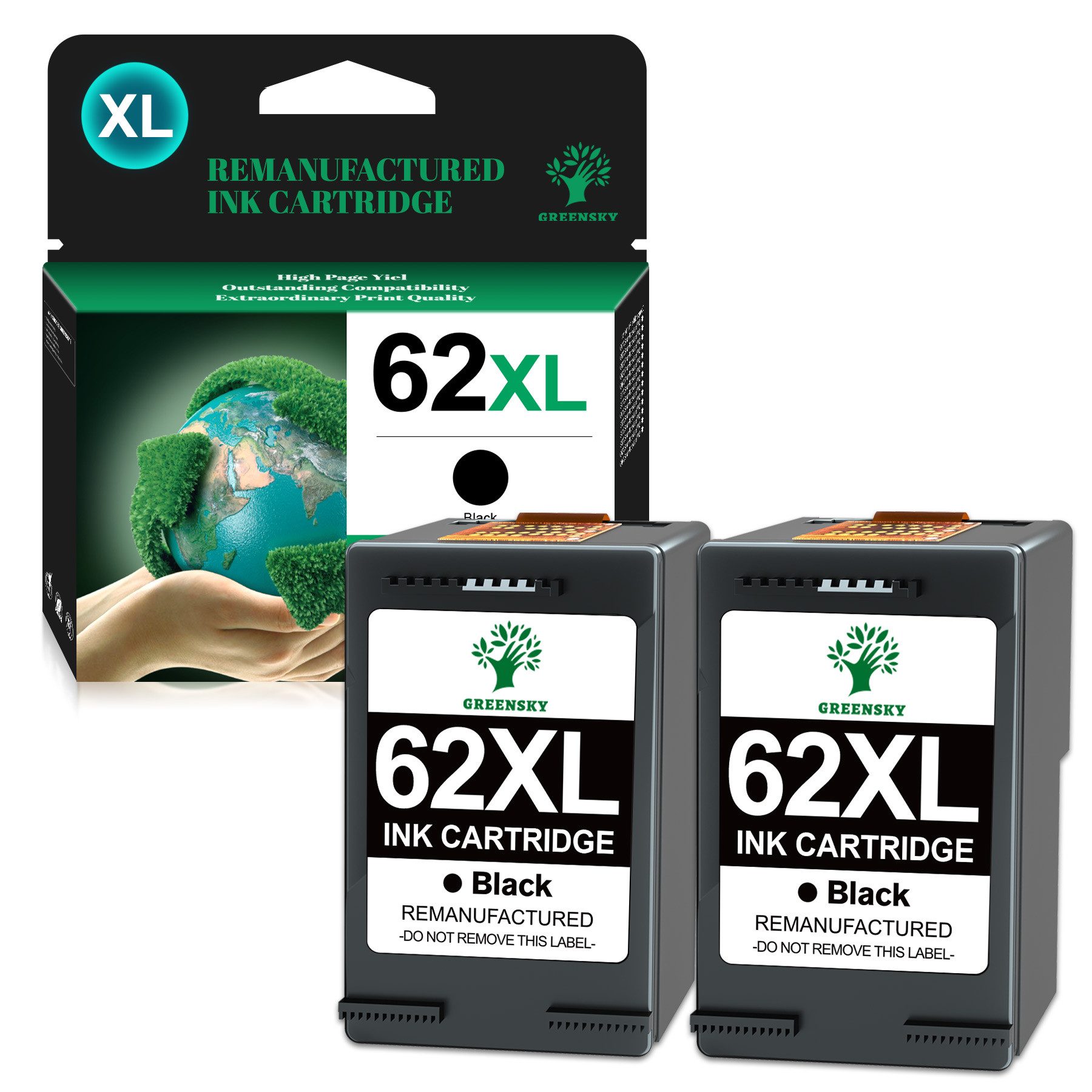 Greensky PATRONEN für HP 62XL ENVY 5640 5644 5646 5660 7640 DeskJet 5575 5742 Tintenpatrone (50-tlg)