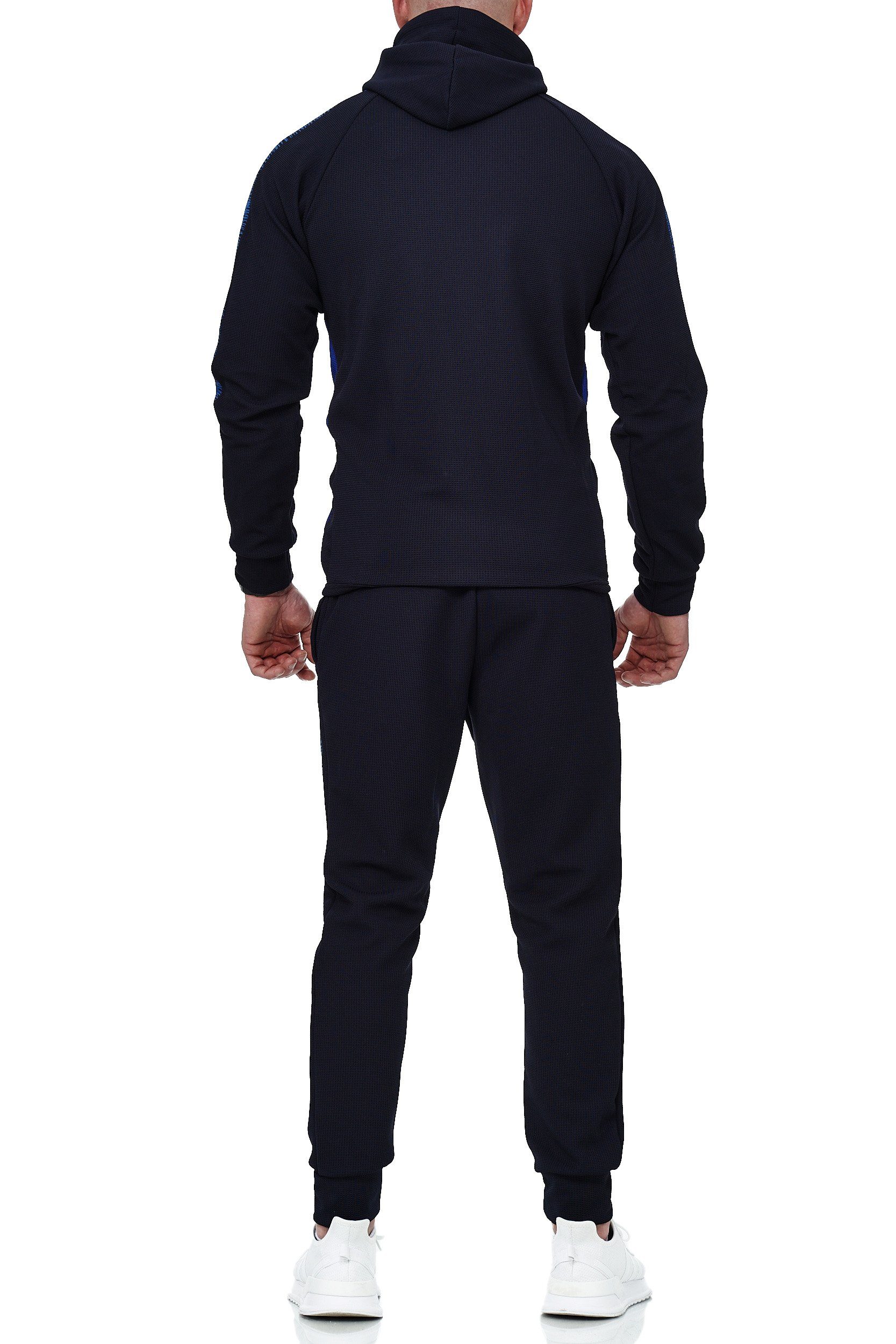 L.gonline Freizeitanzug Herren Jogging-ANZUG, mit Bündchen und Tunnelzug, Trainingsanzug (Kapuzenjacke mit Reißverschluss, Hose, 2-tlg), Fitness Freizeit Casual
