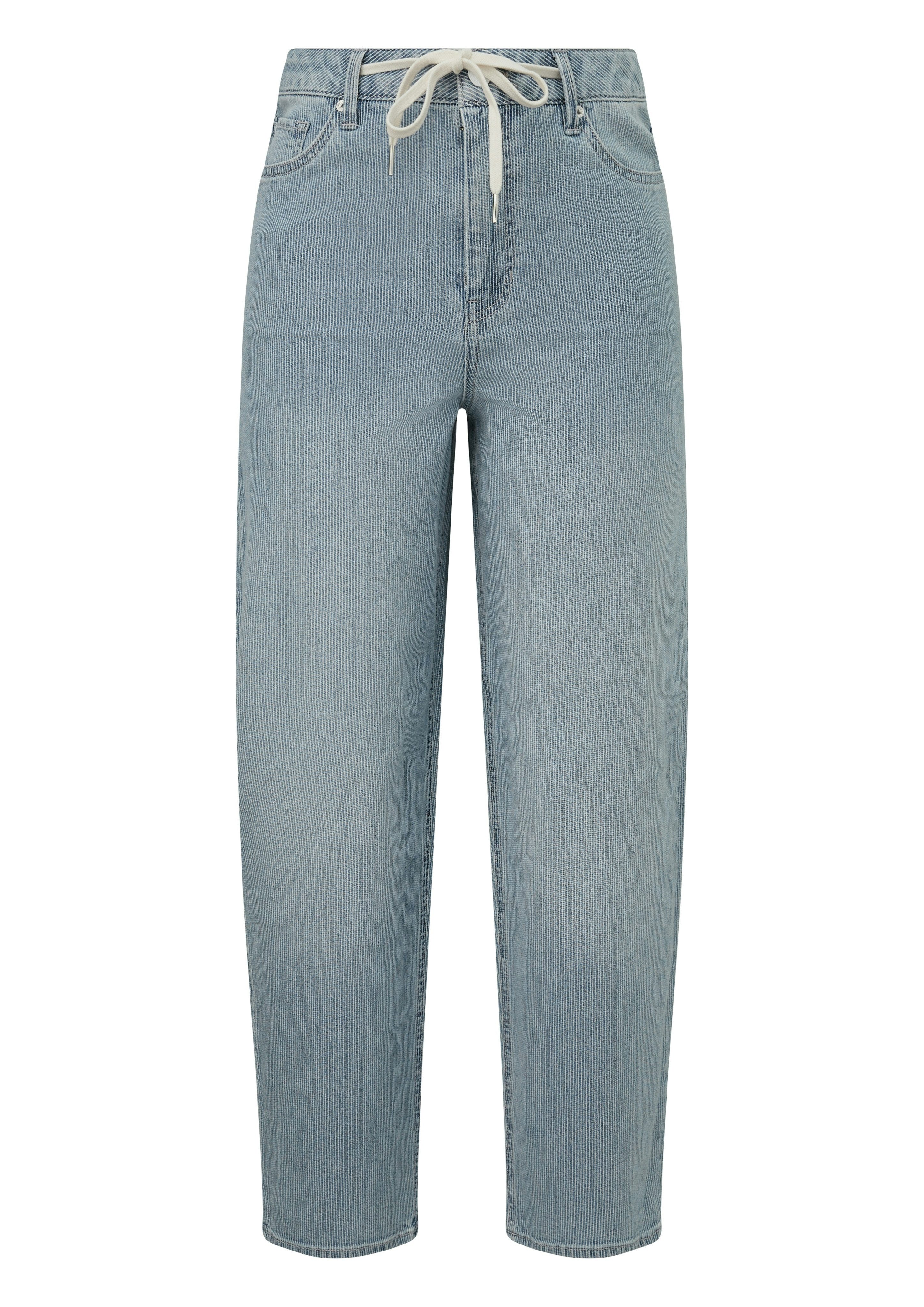 s.Oliver 5-Pocket-Jeans Barrel Leg mit feinem Streifenmuster und Bindeband – Bild 4 von 4