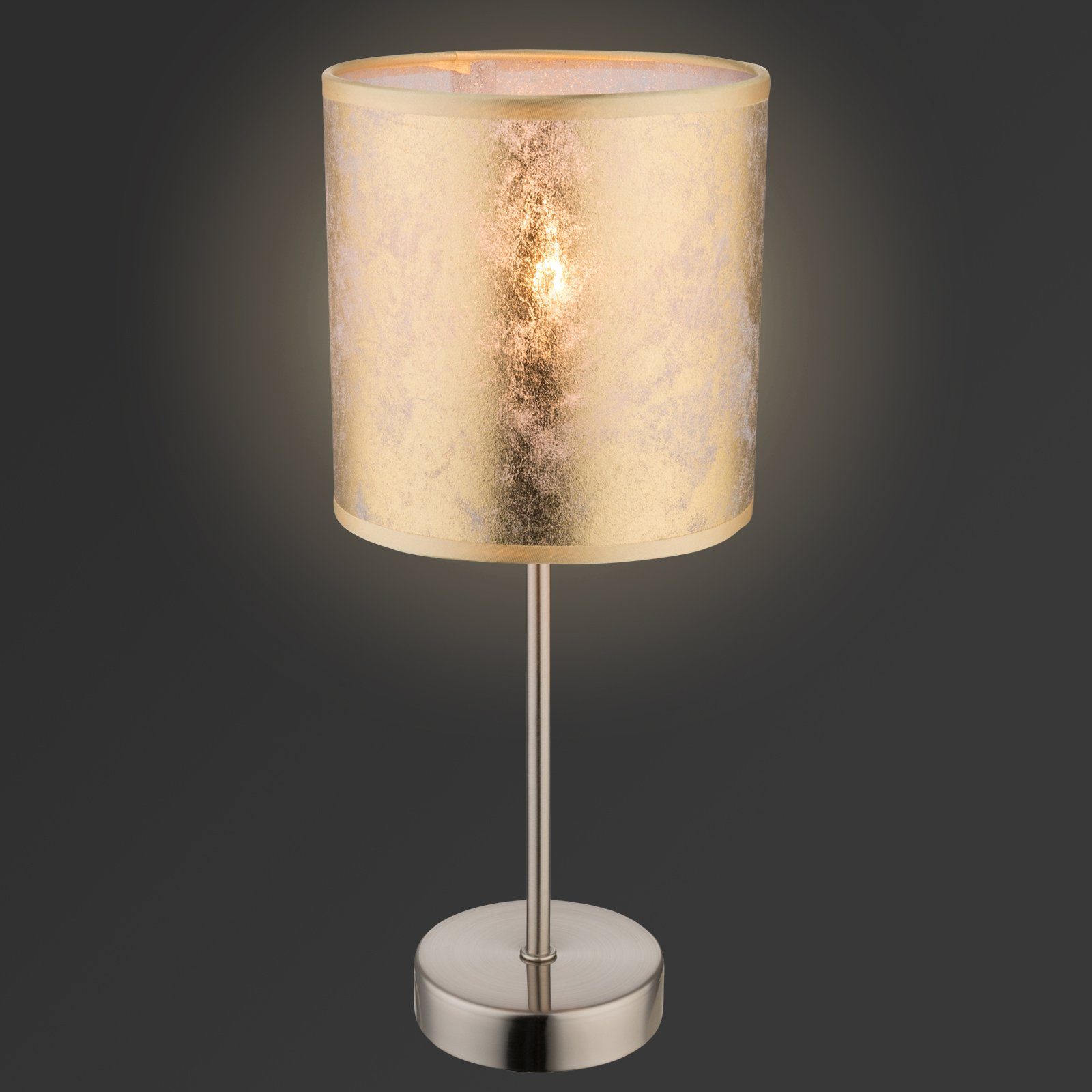 bmf-versand Tischleuchte Leuchtmittel, Lampenschirm E14, ist Tischlampe mit Küche, Rund 2er Modern Gold abhängig Leuchtmittel, Esszimmer, Set vom Schalter, Lichtfarbe Wohnzimmer, ohne Nachttischleuchte Flur, Schlafzimmer, Nachttischlampe