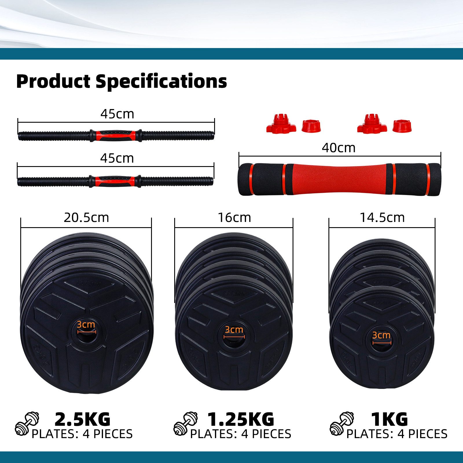 CCLIFE Hantel-Set Hantel Kurzhantel set Dumbbell verstellbar 20/25/30/40kg – Bild 4 von 5