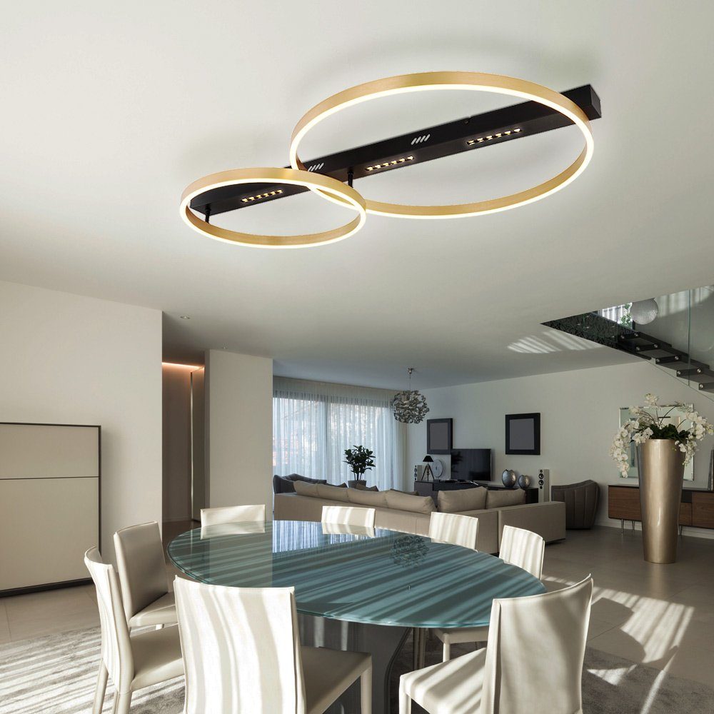 Globo LED Deckenleuchte, LED-Leuchtmittel fest verbaut, Warmweiß, LED Deckenlampe Wohnzimmerleuchte Deckenleuchte schwarz gold 3 Stufen