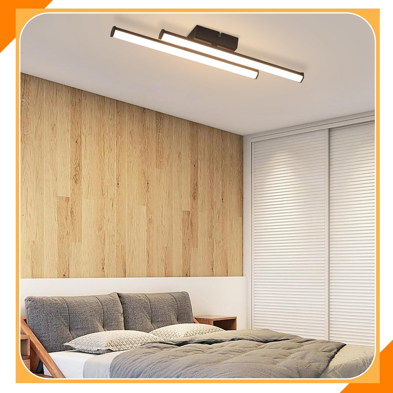 ZMH LED Deckenleuchte Wohnzimmer Schwarz Modern Wadnleuchte Innen 3000K für Küche Flur, Augenschutz, Einfache Installtion, LED fest integriert, Warmweiß