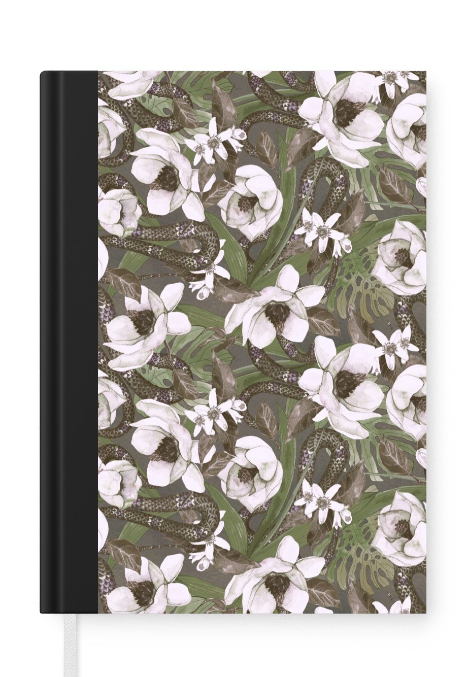 MuchoWow Notizbuch Blumen - Dschungel - Muster, Journal, Merkzettel, Tagebuch, Notizheft, A5, 98 Seiten, Haushaltsbuch