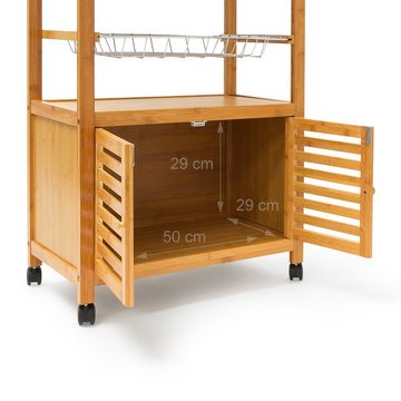 relaxdays Küchenwagen Küchenrollwagen JAMES XL mit Schrankfach