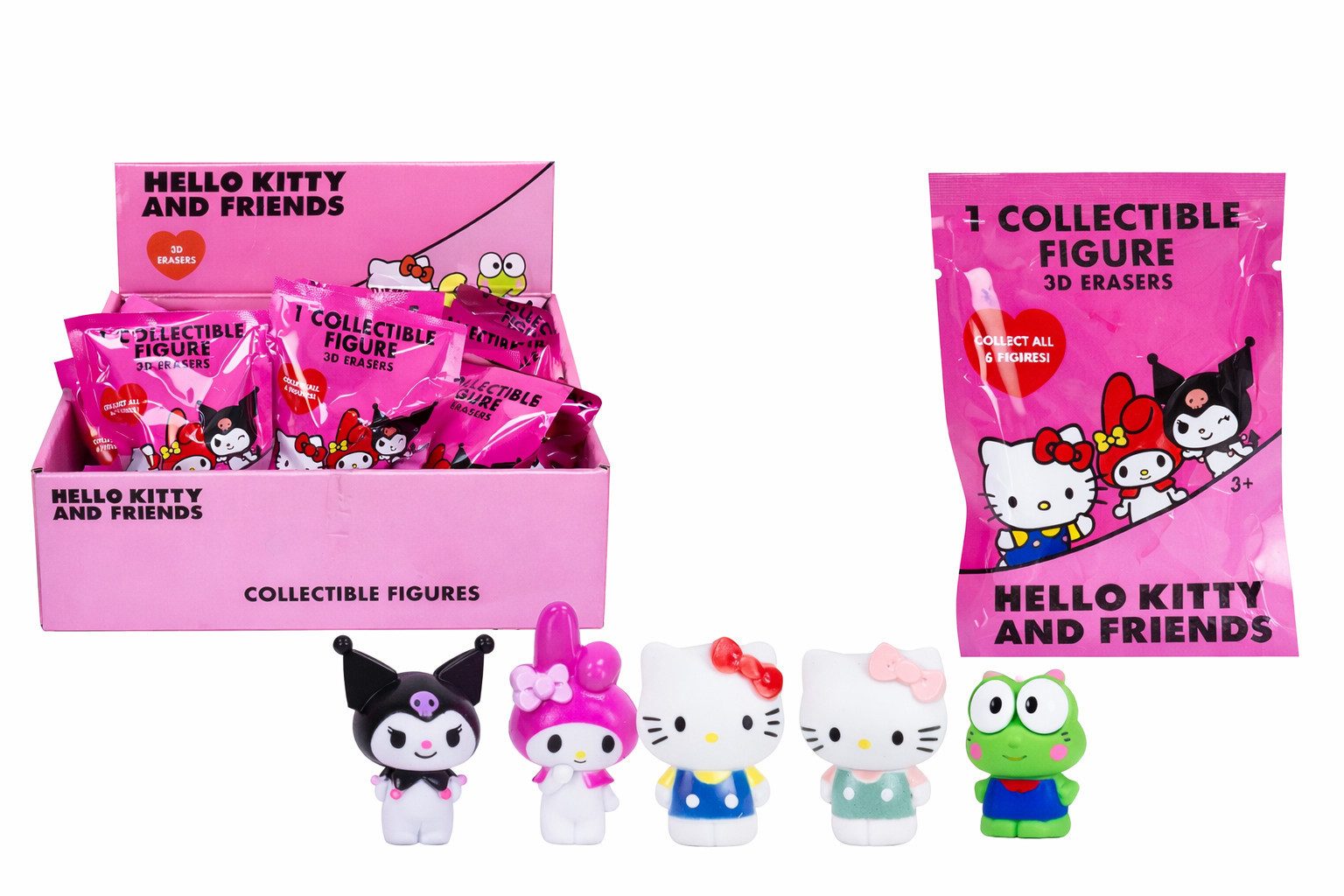 SANRIO Puzzle Hello Kitty 3D Sammelfigur Radiergummi Blindbag 1 von 6 Überraschungen, 2 Puzzleteile, 2x3D-Puzzle Figur Radiergummi 7cm Geschenk für Mädchen Jungen 2er Set