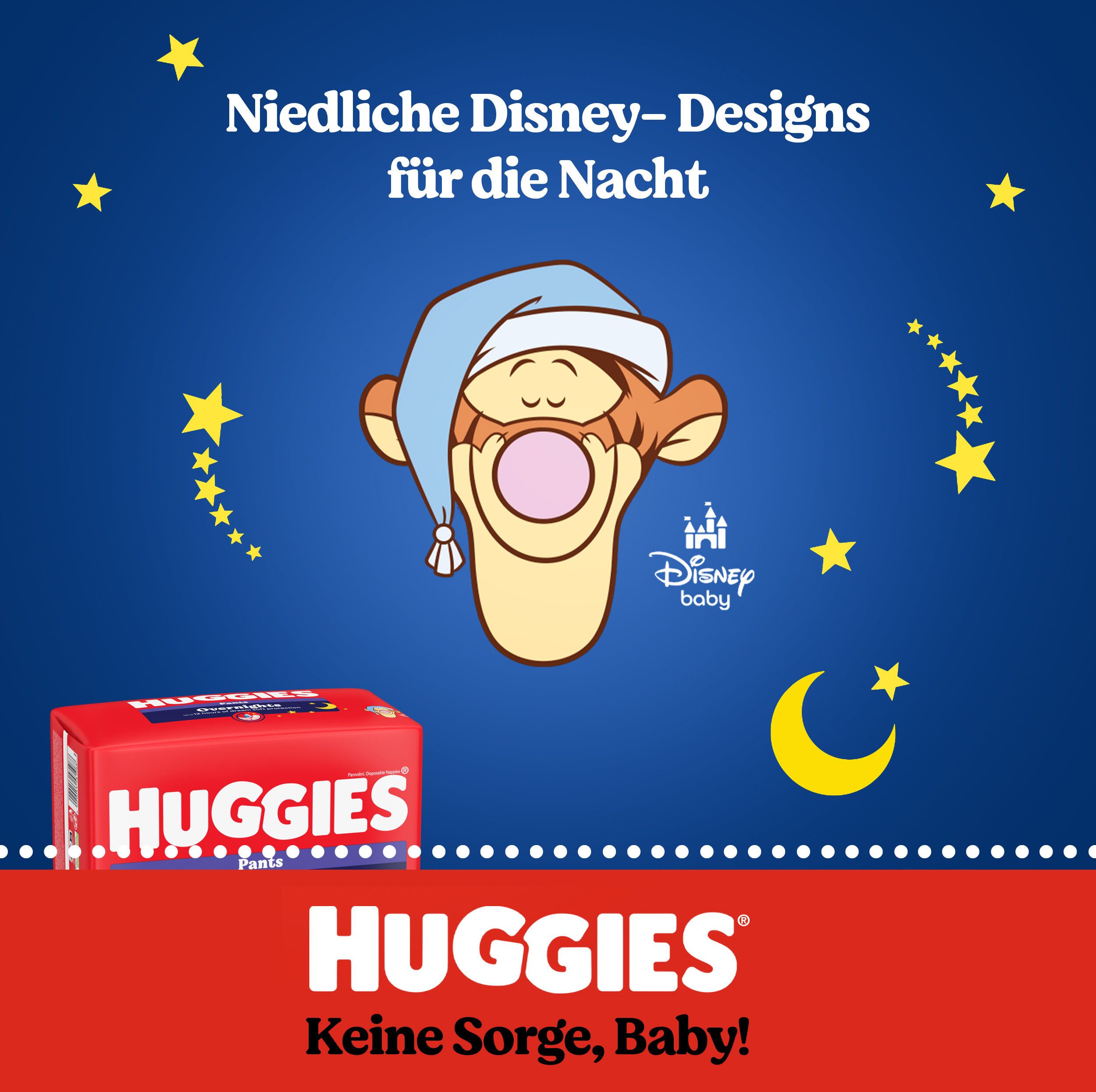 HUGGIES Windeln Overnight Pants Größe 4 (9-14 kg), Nachtwindeln 104 Stk