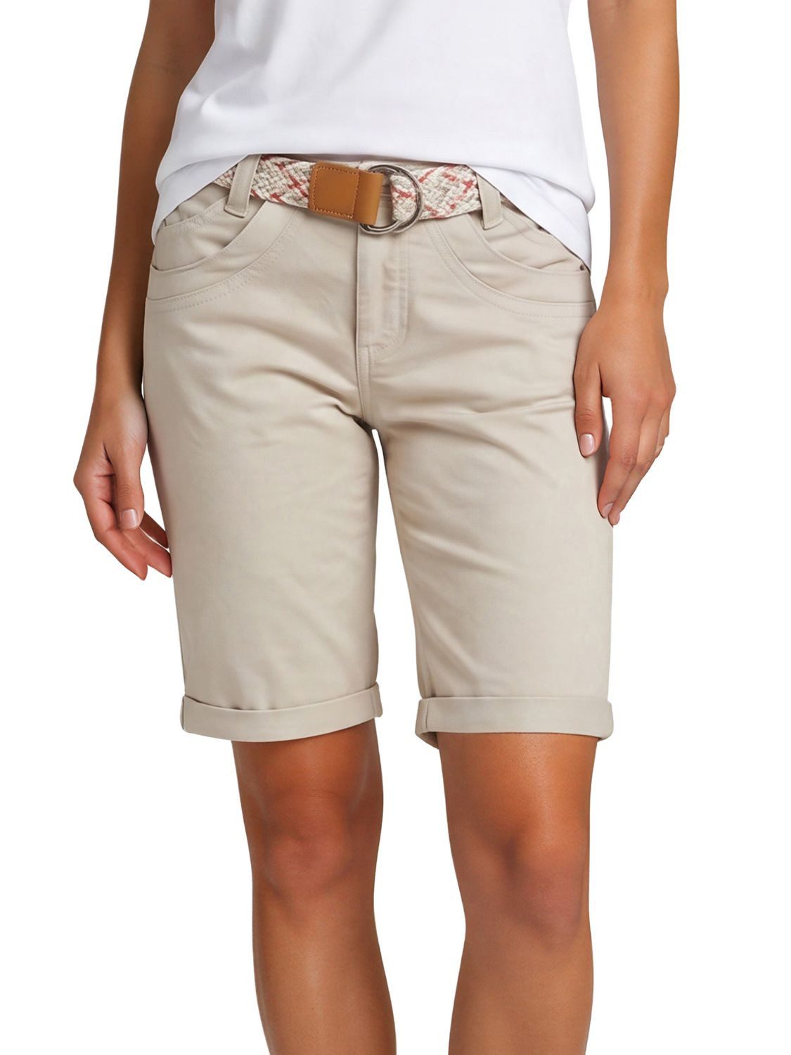 DENIMFY Bermudas Damen Shorts DFPia Regular Fit Chinoshorts mit Gürtel