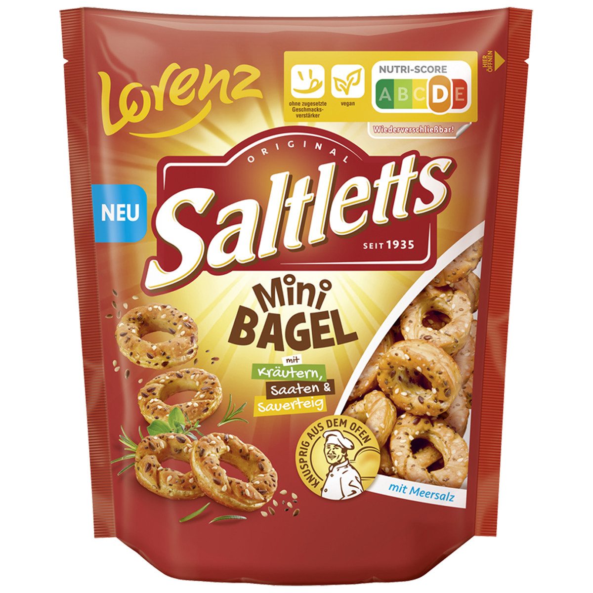 LORENZ Knabberei, Lorenz Saltletts Mini Bagel mit feinen Saaten und Kraeutern 100g
