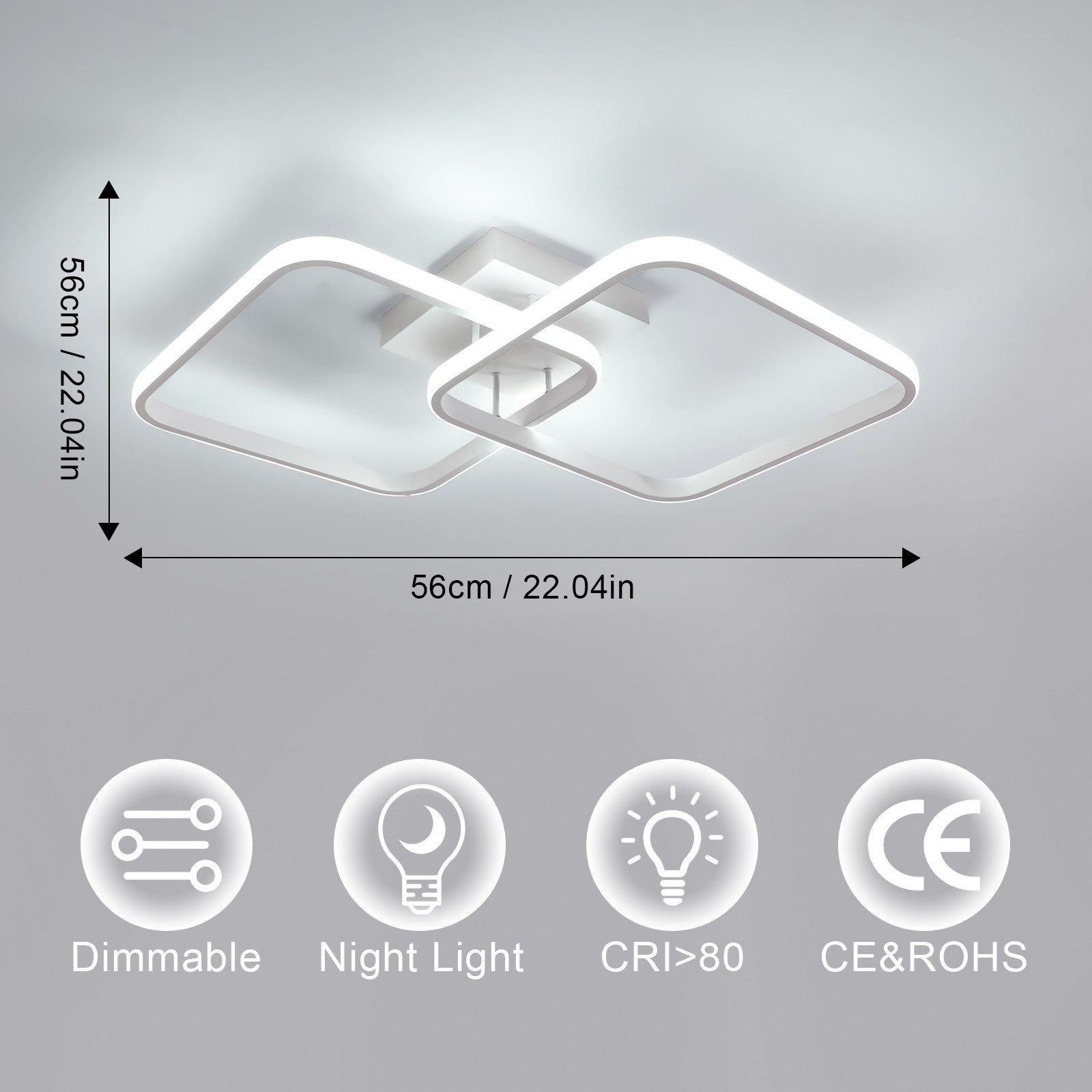 Riserva LED Dekolicht LED Deckenleuchte Weiß 42W, Deckenlampe modern für Wohnzimmer, LED wechselbar, Einfache Installation, augenschonendes Design, flimmerfrei