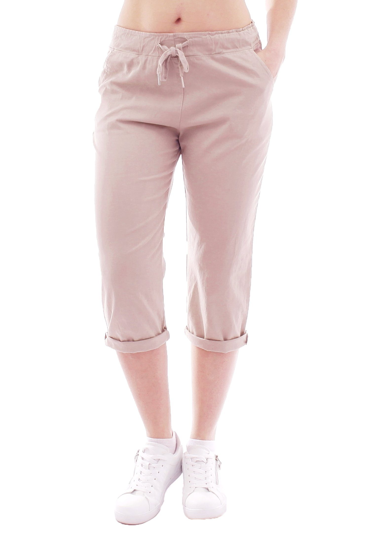 YESET Caprihose YESET Damen Chino Sommer Capri 3/4 Hose Damenhose Beige XL Schlupfhose