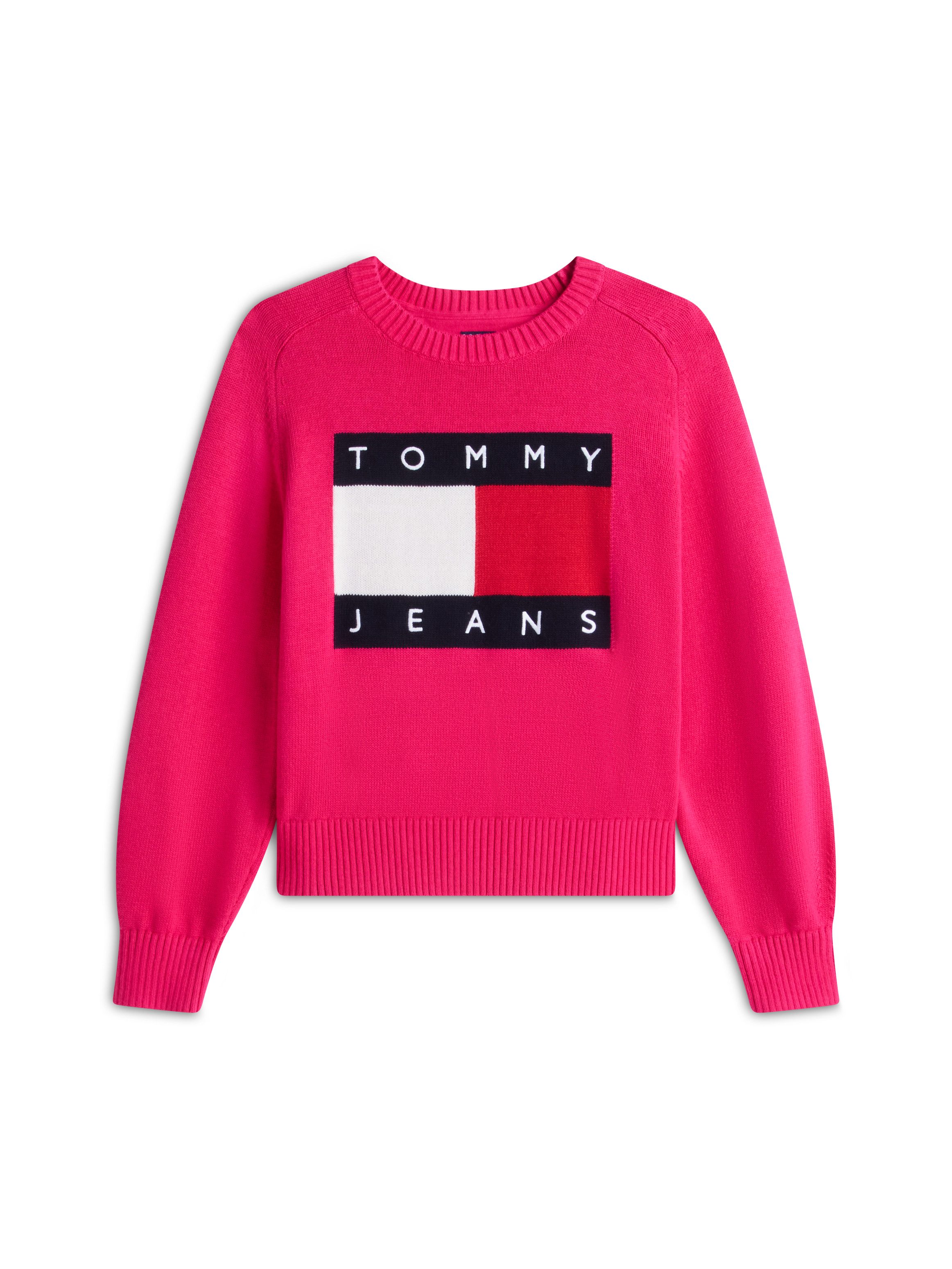 Tommy Jeans Rundhalspullover TJW FLAG SWEATER EXT Baumwollmischung