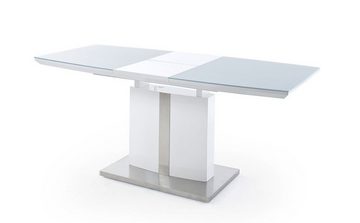 expendio Essgruppe Norman, (komplette Tischgruppe, Spar-Set, 5-tlg), weiß Hochglanz 140(180)x76x90 cm mit Sicherheitsglas + 4x Stühle Arida