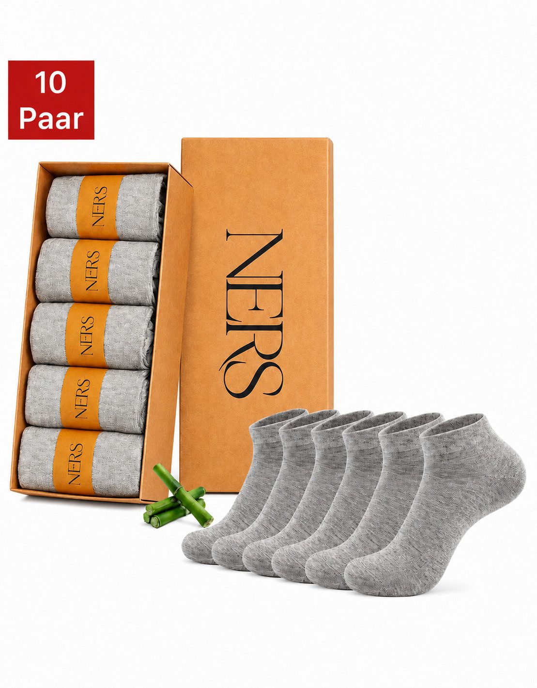 NERS Sneakersocken 6 Paar aus Bambus für Damen & Herren Kein Verrutschen, mit Komfortbund (10-Paar, 6 Paar) Premium Sneaker Socken, ohne drückende Naht, Atmungsaktiv & Weich