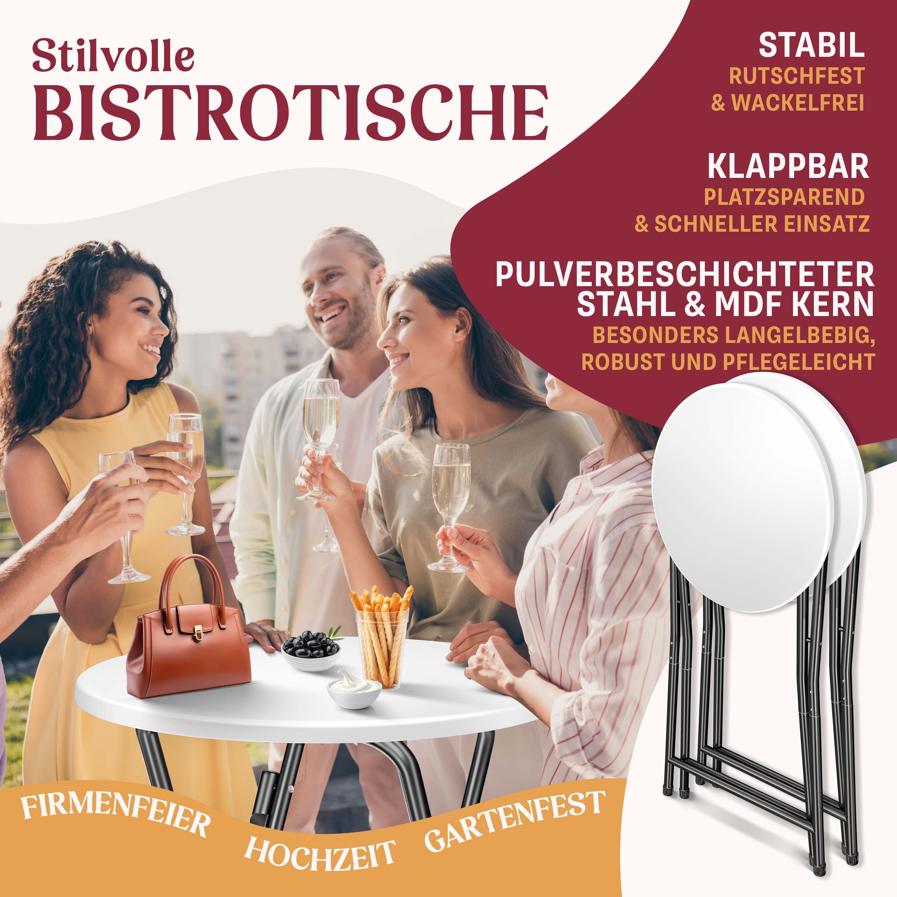 KESSER Bistrotisch Stehtisch Bistrotisch mit PVC-Platte Wetterbeständiger Klapptisch (1-St., 4 Standfüße pulverbeschichtet), Partytisch Tisch rutschfest In- & Outdoor Hochzeit Empfangstisch