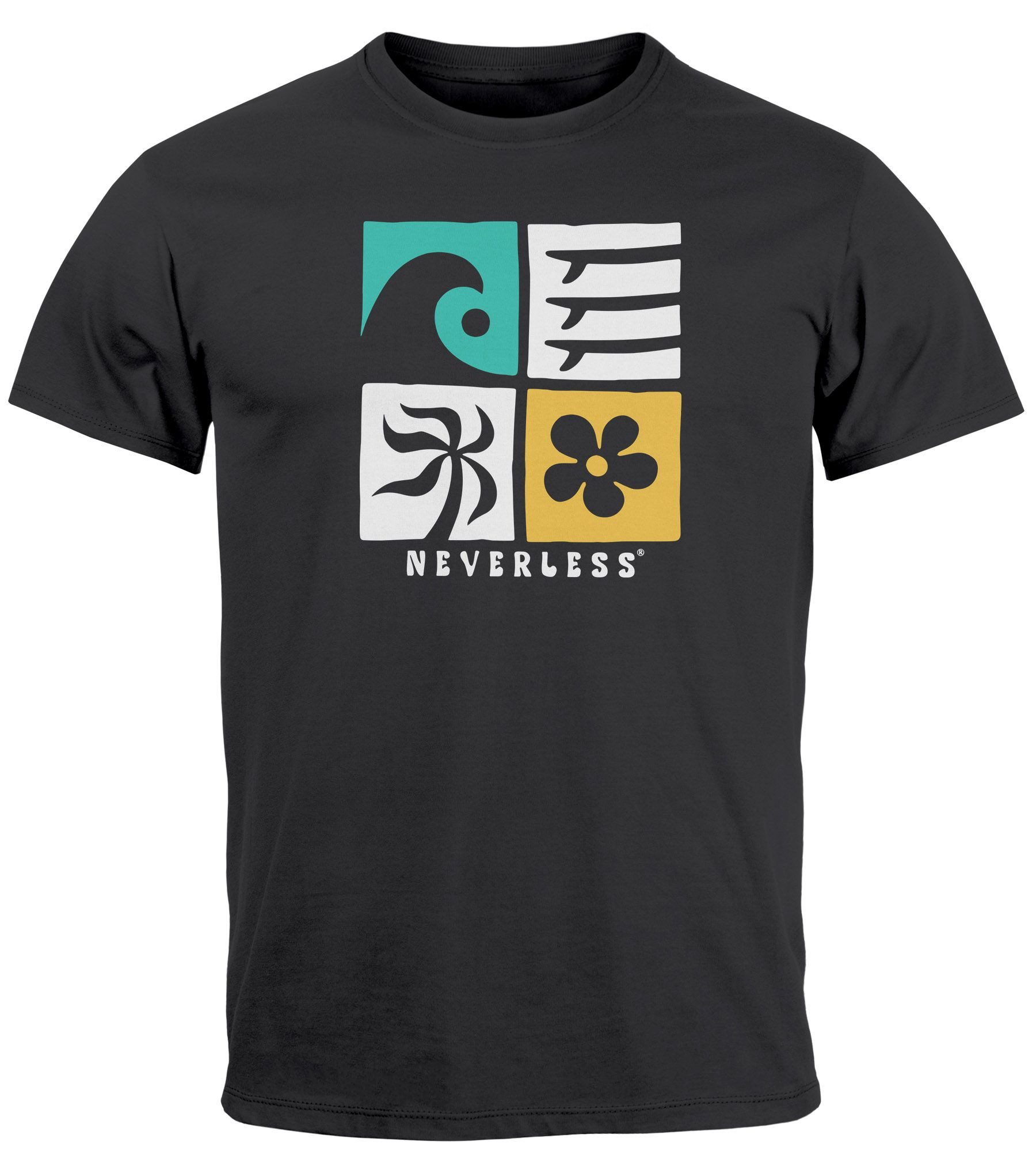 Neverless Print-Shirt Herren T-Shirt Surfing Icons günstig online kaufen
