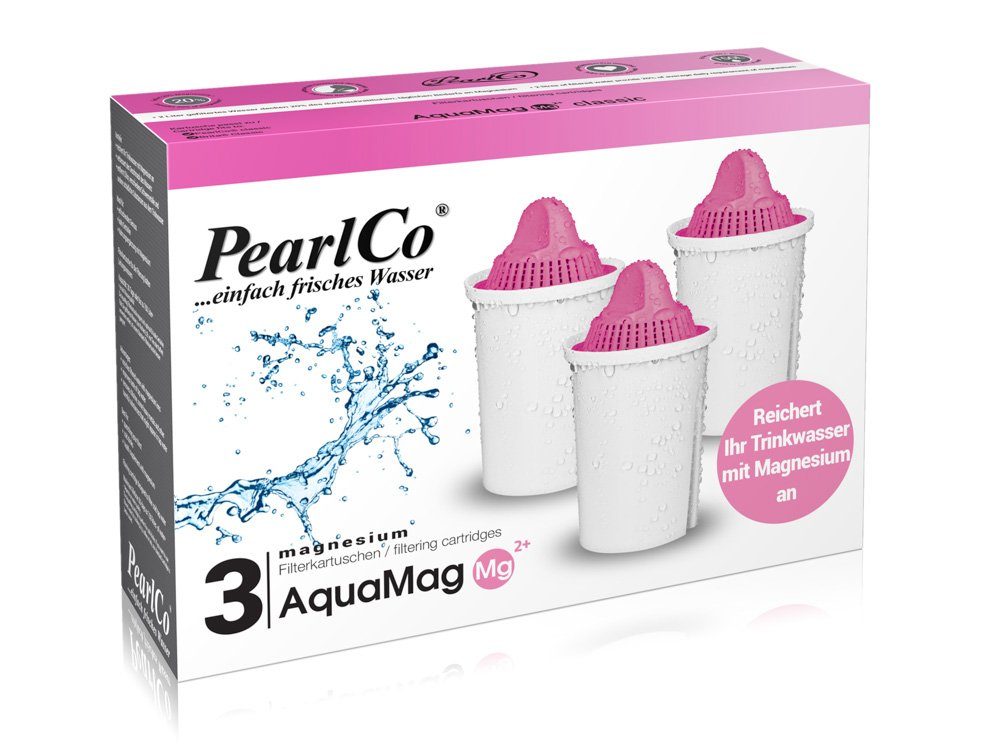 PearlCo Kalk- und Wasserfilter Classic Magnesium Filterkartuschen AquaMag Pack 3, Zubehör für Brita Classic u. PearlCo Classic
