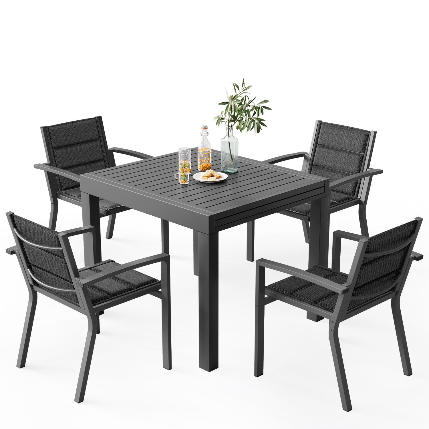 HOMALL Gartentisch Gartentisch Aluminium Ausziehtisch 80/160 130/260cm Essz günstig online kaufen