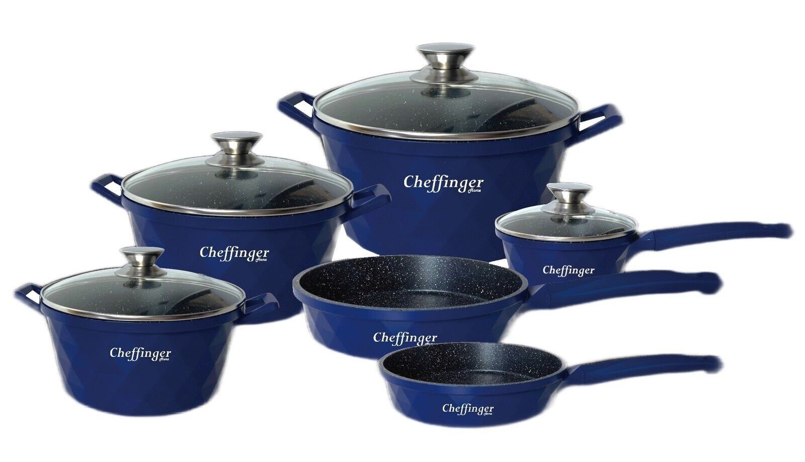 Cheffinger Topf-Set, Topf Diamant Guss TLG Alu Mit Handschuhe 12 Induktion