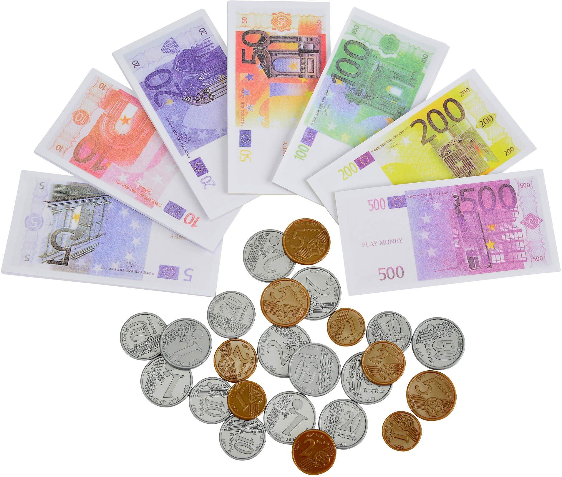 SIMBA Spielgeld Spielzeug Shopping Euro Spielgeld 24 Münzen und 70 Scheine günstig online kaufen