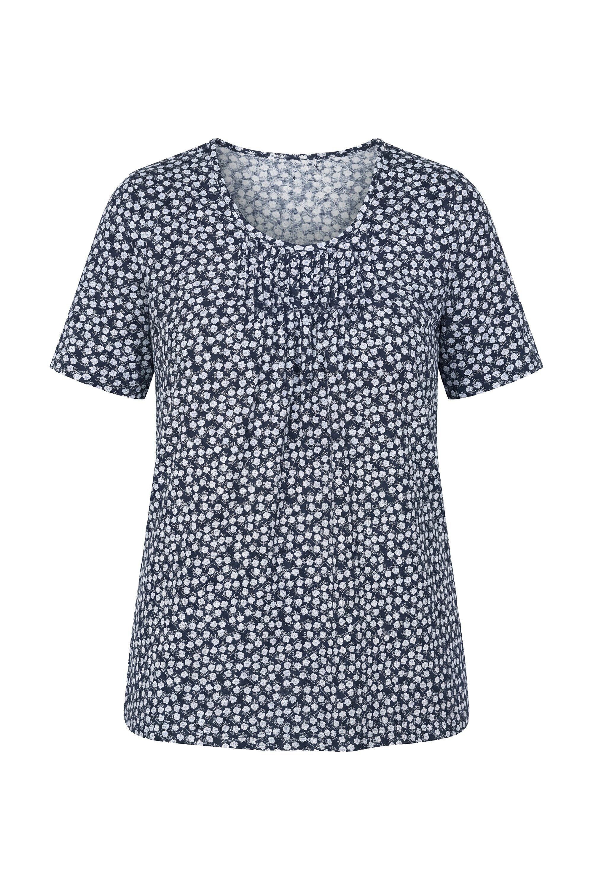 T-Shirt T-Shirt A-Linie Zierfalten Rundhals Halbarm