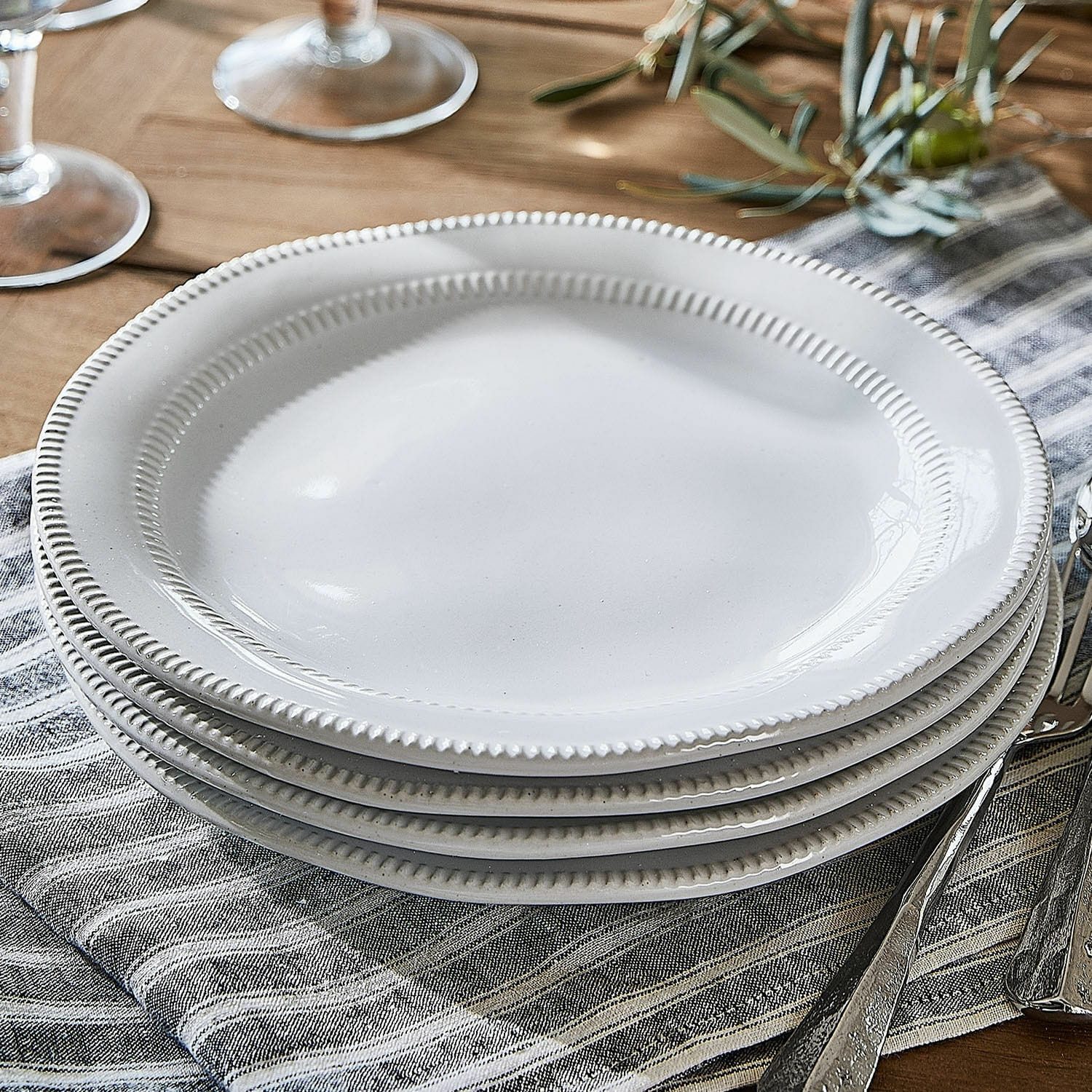 Mirabeau Geschirr-Set Dessertteller 4er Set Alentejo weiß, Steinzeug