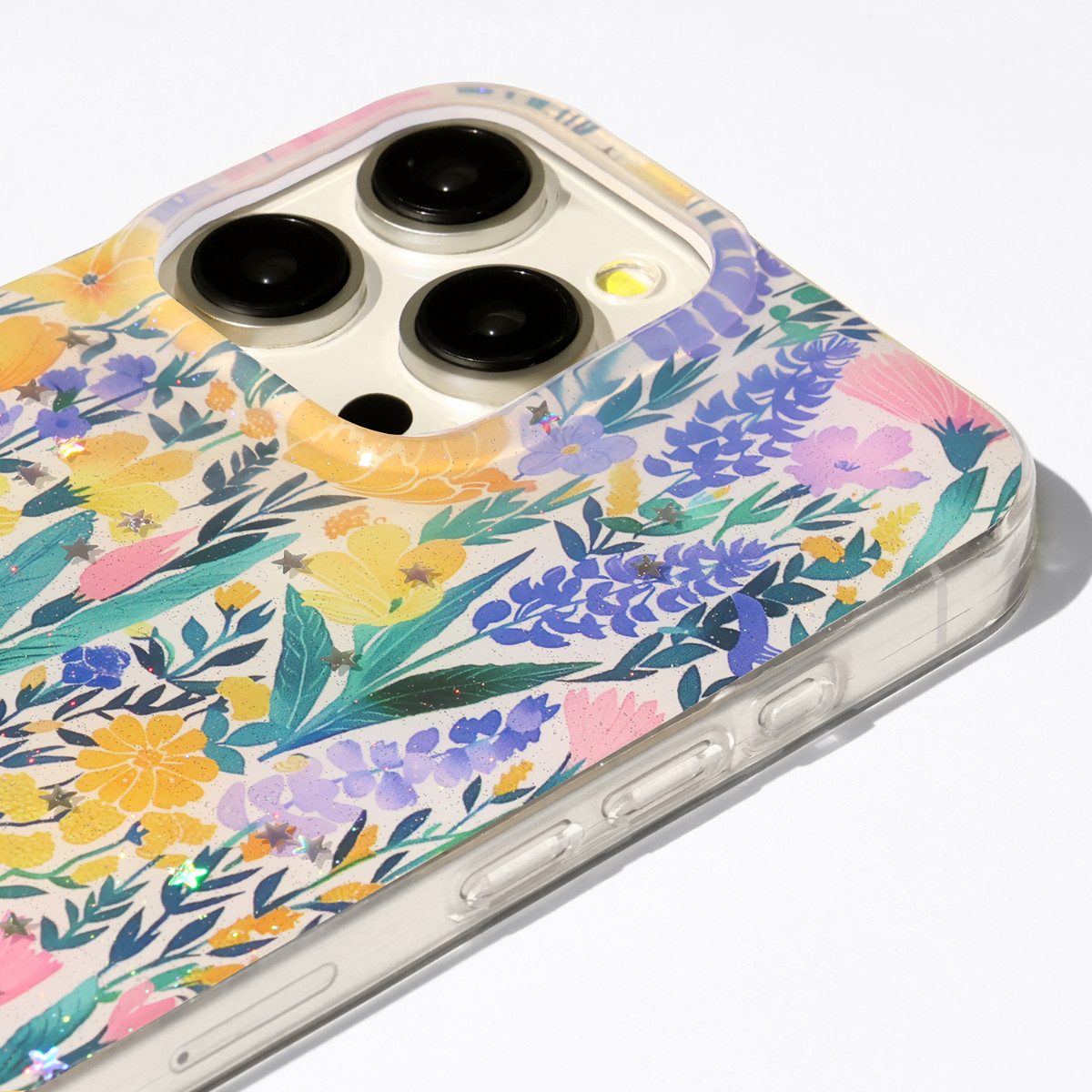 COFI 1453 Handyhülle Blumenmotiv Glow Glam kompatibel mit iPhone 17 Pro Max mehrfarbig 6,9, Mehrfarbiges Cover mit Blumenmotiv und erhöhter Kamera