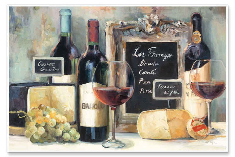 Posterlounge Wandbild, Mediterraner Wein und Käse
