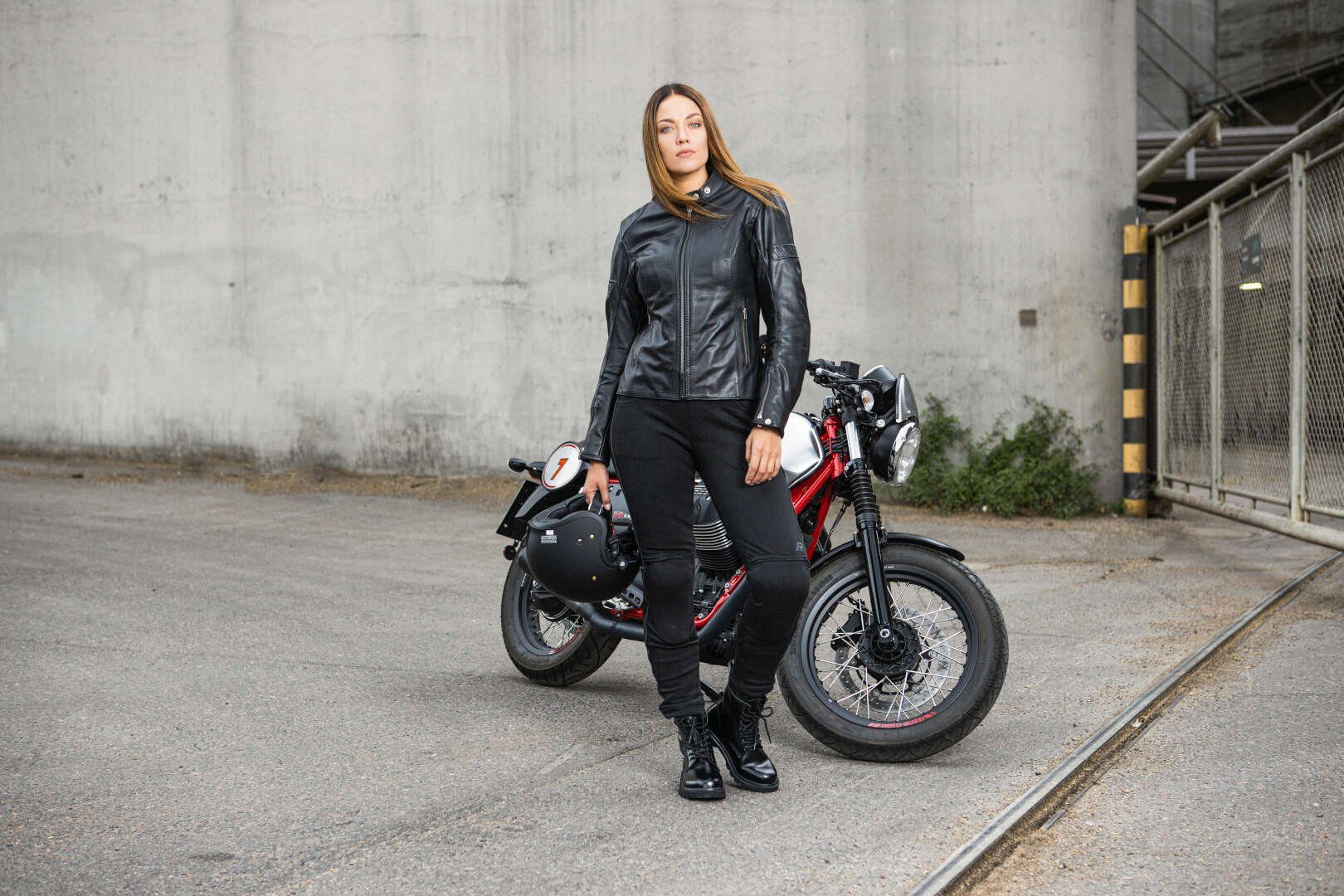 Rukka Motorradjacke Mehan Damen Motorrad Lederjacke protektoren abriebfest reißverschluss