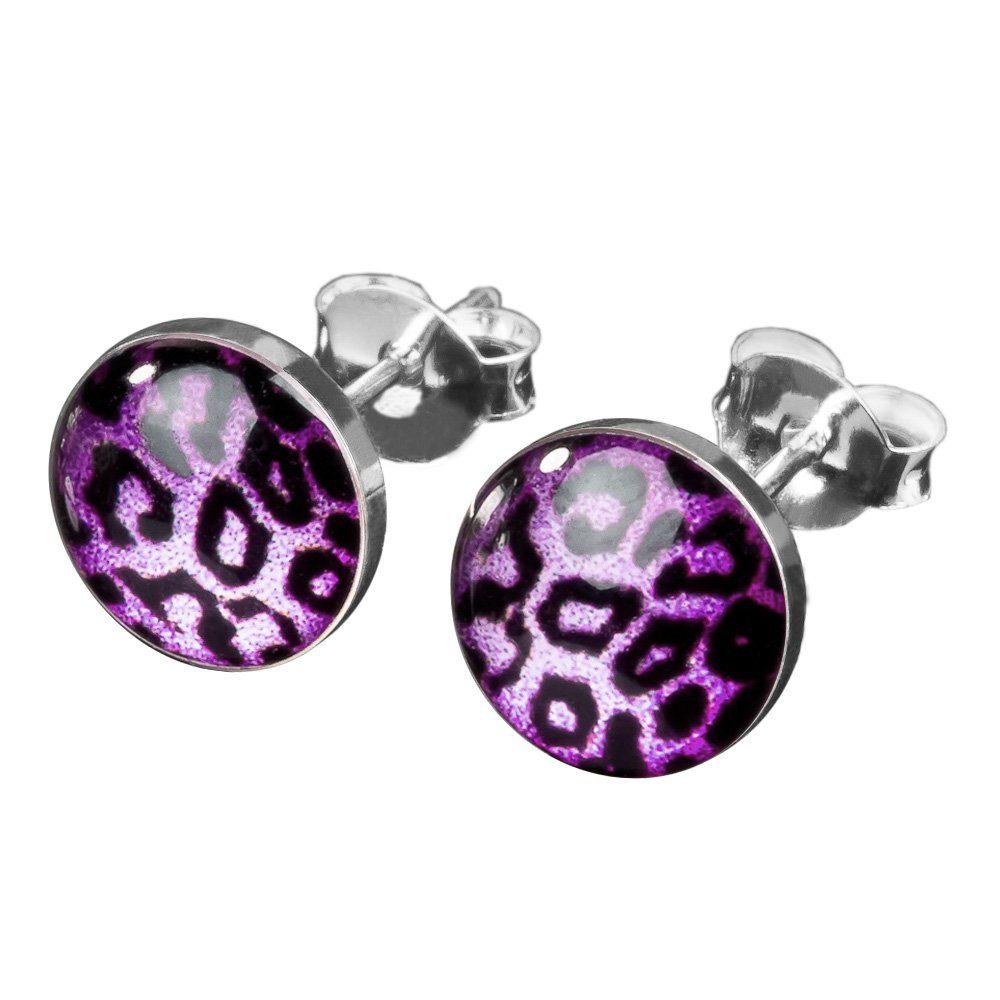 viva-adorno Paar Ohrstecker Damen Ohrringe rund Edelstahl Schwarz Leoprint günstig online kaufen