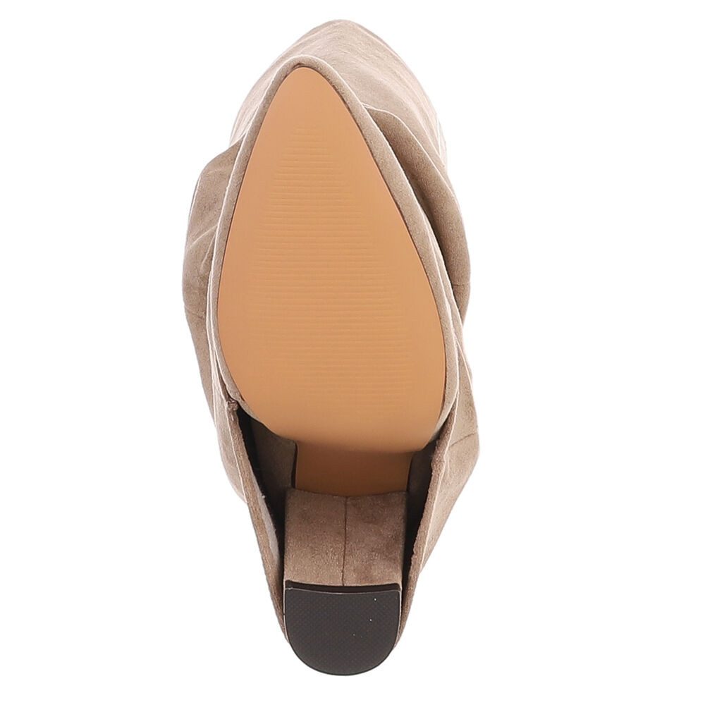 Ital-Design Damen Kniehohe Stiefel mit spitzer Form & Faltenoptik High-Heel-Stiefel (92214248) Blockabsatz Stiefel in Hellbraun