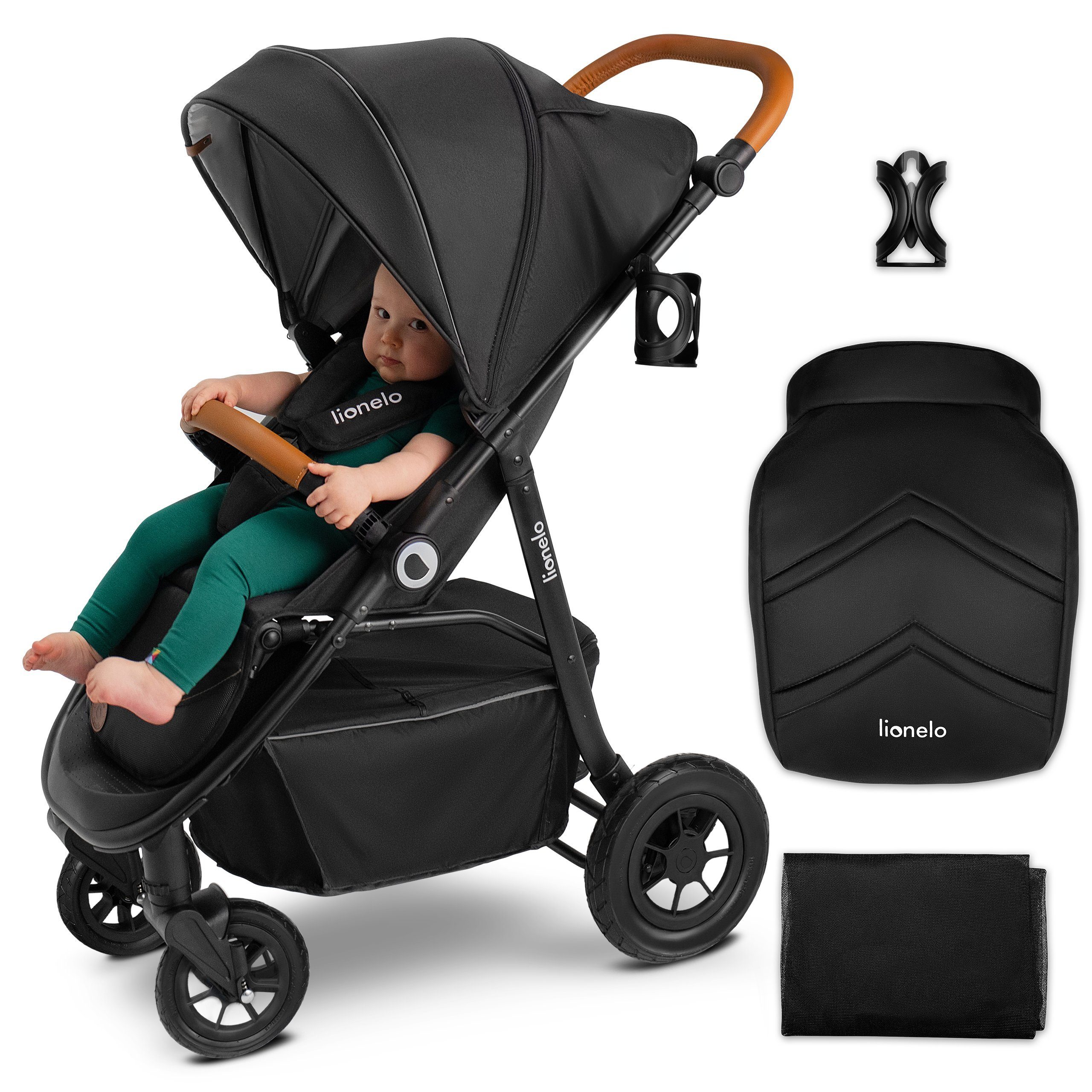 LIONELO Kinder-Buggy Natt zusammenklappbar Moskitonetz bis 22 Kg Leicht mehr