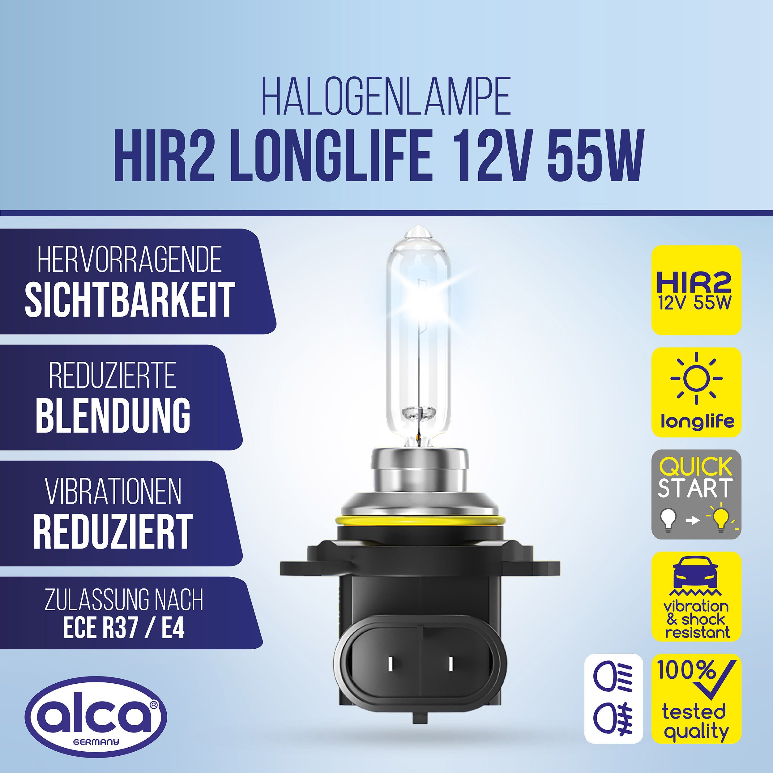 alca KFZ-Ersatzleuchte HIR2 Halogen Lampe Auto Px26d 12V 55W Halogen Scheinwerfer KFZ, 1 St.