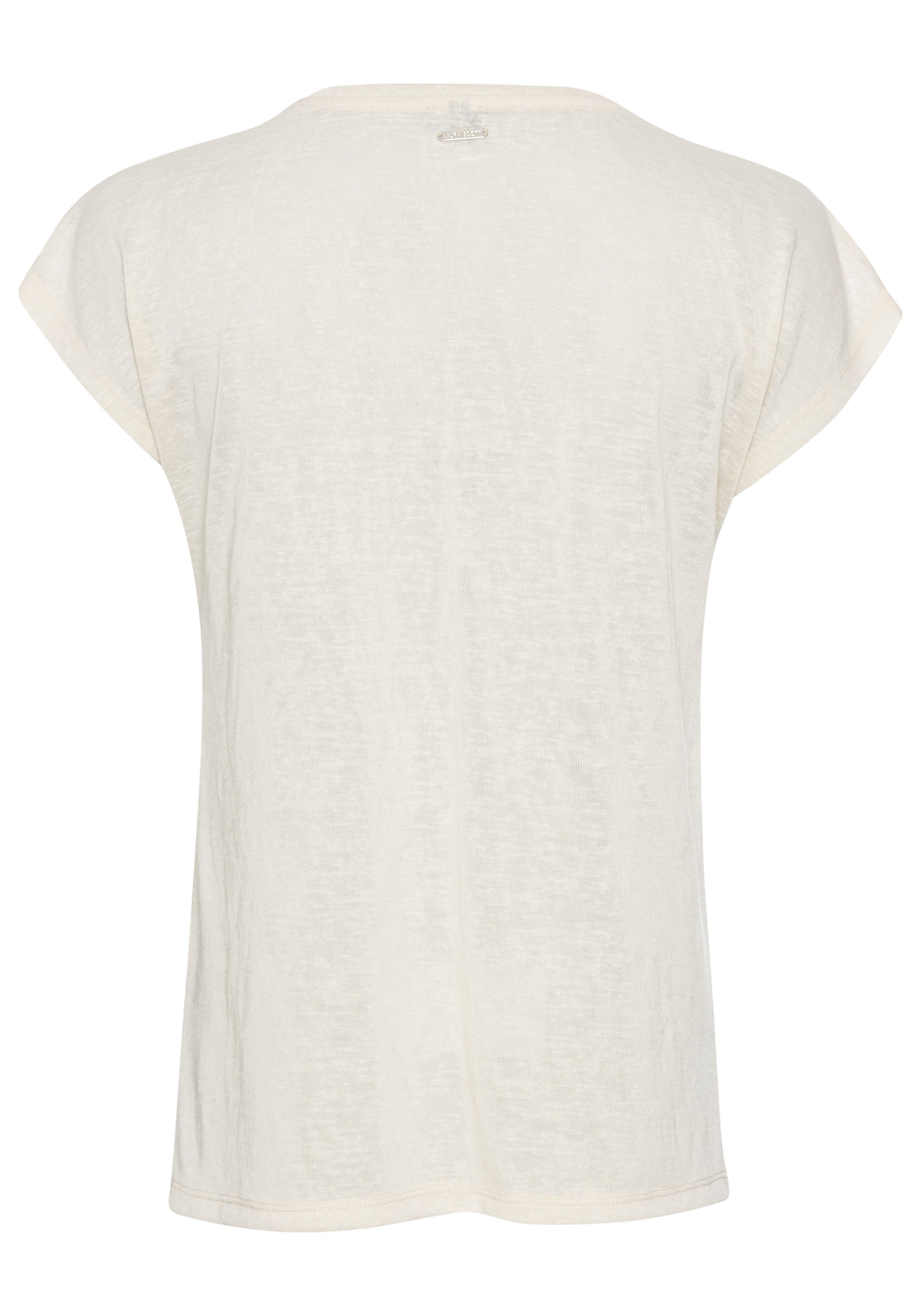 Laura Scott T-Shirt mit Glitzerdurck und Leinen-Optik