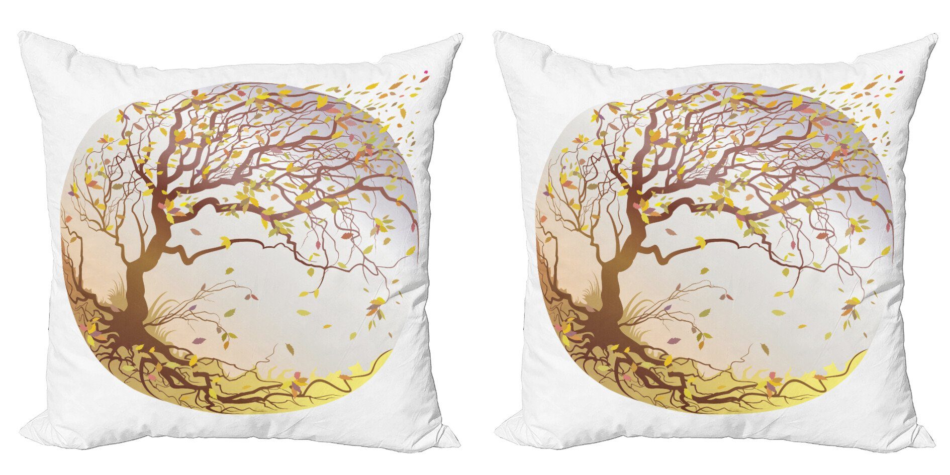 Kissenbezüge Modern Accent Doppelseitiger Digitaldruck, Abakuhaus (2 Stück), Herbst Baum Wind fliegende Blätter