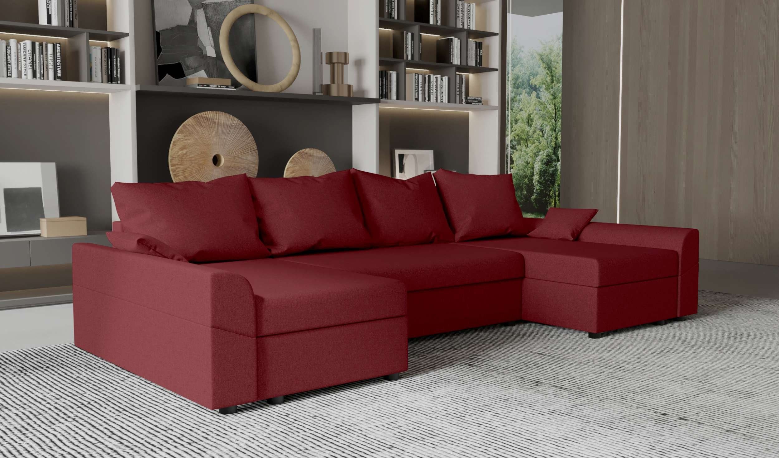 Sofa, Sitzkomfort, Design Modern U-Form, mit Carolina, Wohnlandschaft Bettfunktion, mit Stylefy Eckcouch, Bettkasten,