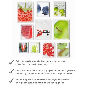 murimage® Poster murimage® Premium Poster Set OHNE Bilderrahmen 10 Poster (3x DINA3, 5x DINA4, 2x DINA5) Frucht Salat Küche Zutaten Kochen Sommer»Fresh Fruit«